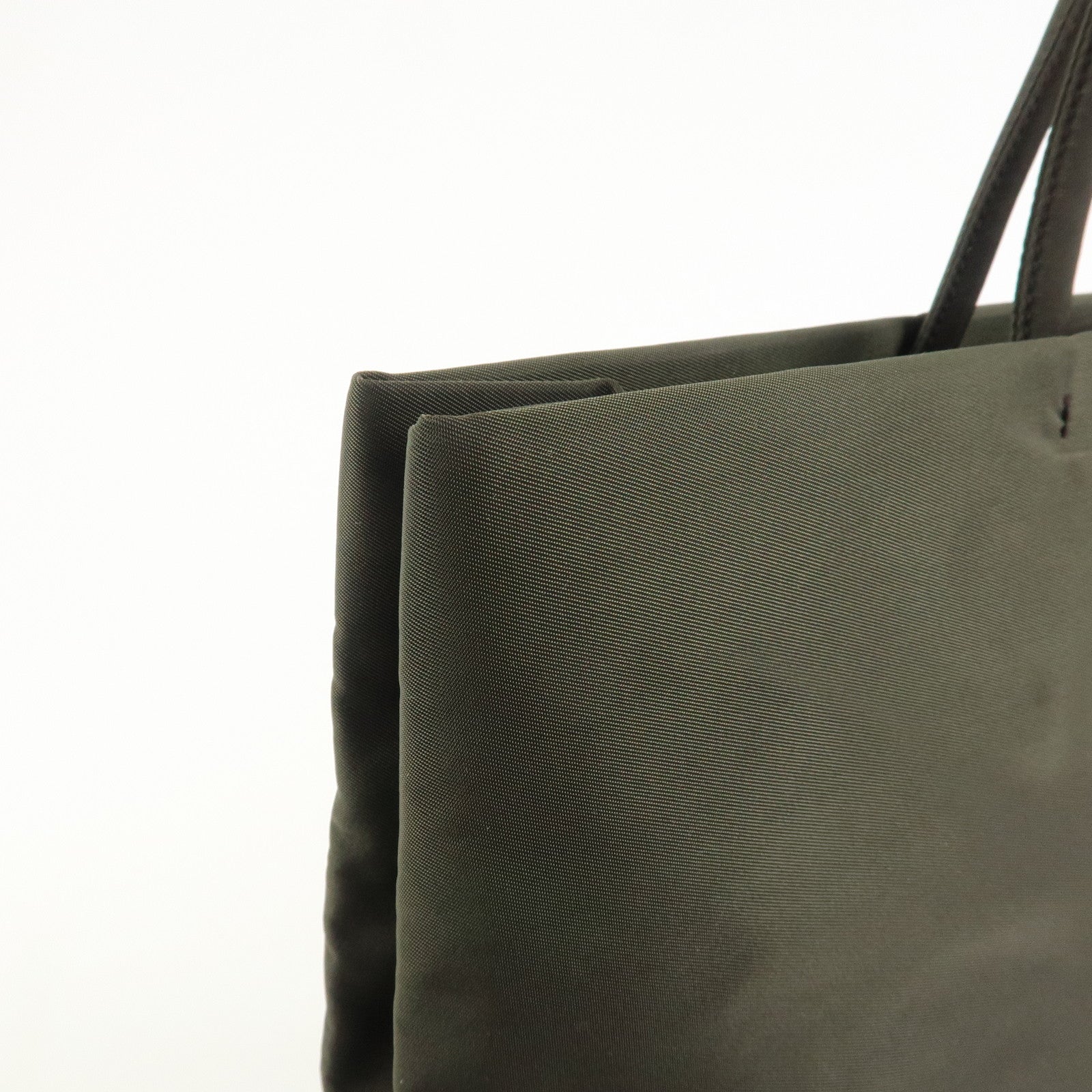 PRADA Triangle Logo Nylon Tote Bag Hand Bag Brown