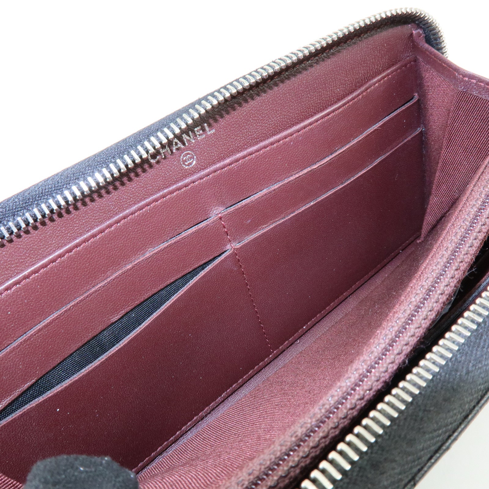 CHANEL Matelasse COCO Mark Round Zippy Long Wallet Black A50097