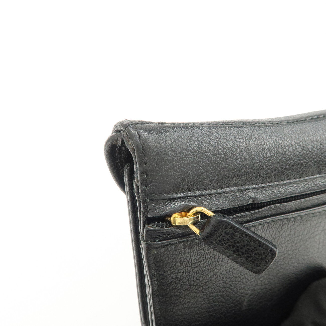 Christian Dior Leather Saddle Long Wallet Black Gold