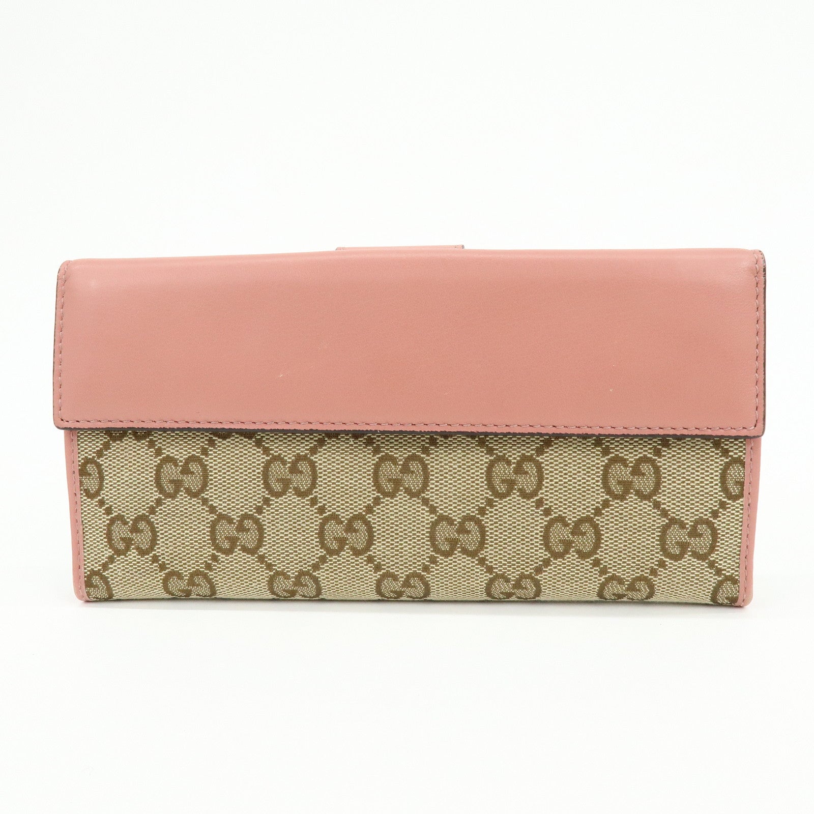 GUCCI Lovely Heart GG Canvas Leather Bi-fold Long Wallet 203550