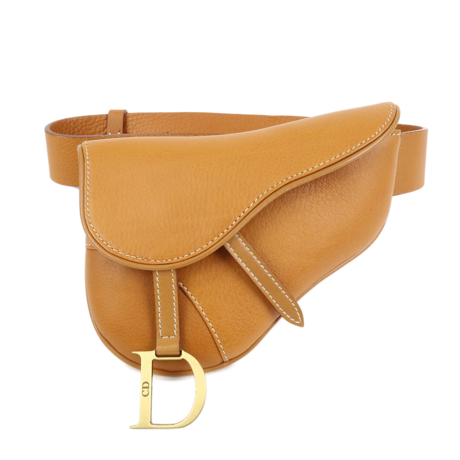 Christian Dior Saddle Leather Waist Bag Crossbody Bag Brown