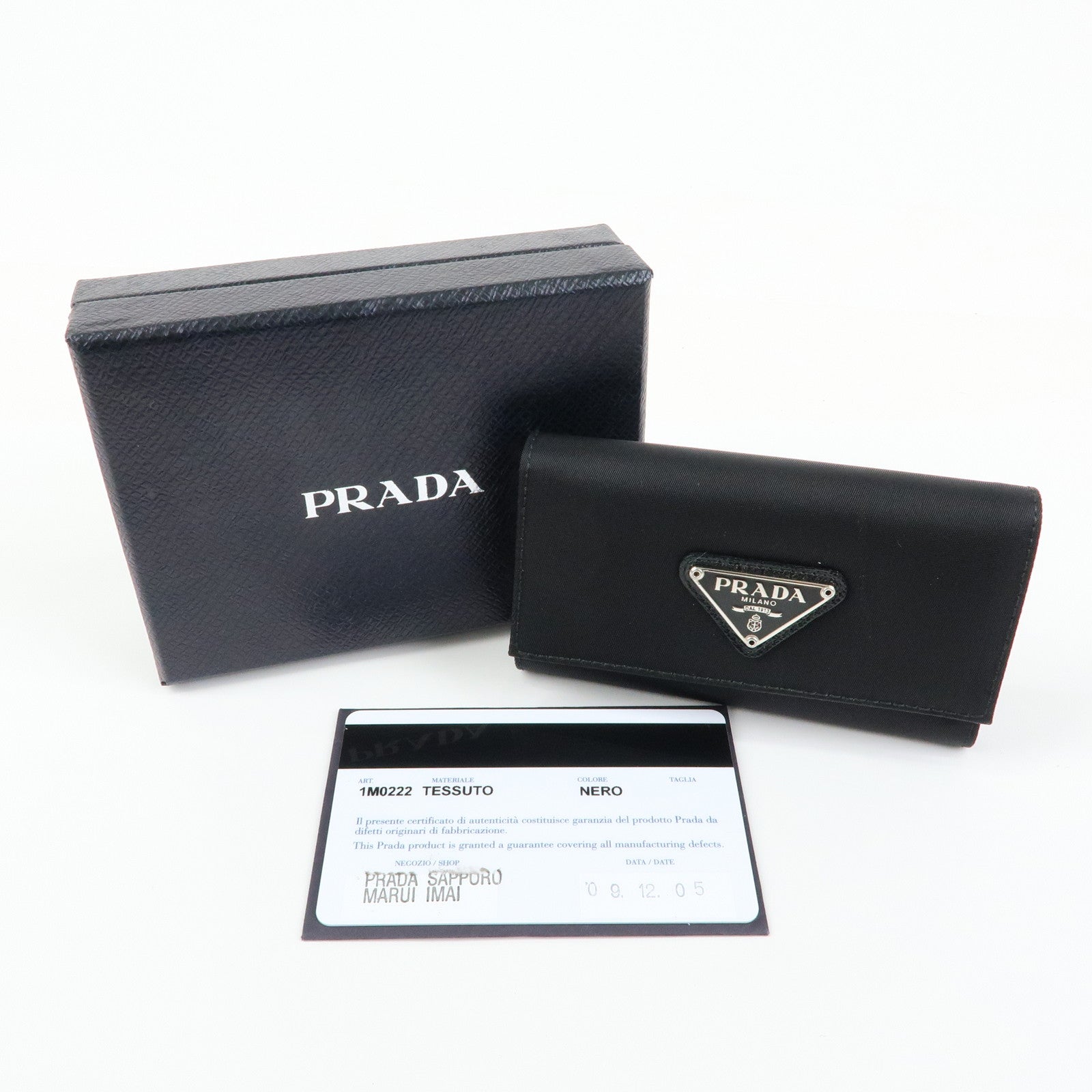 PRADA Triangle Logo Nylon Leather 6 Rings Key Case 1M0222