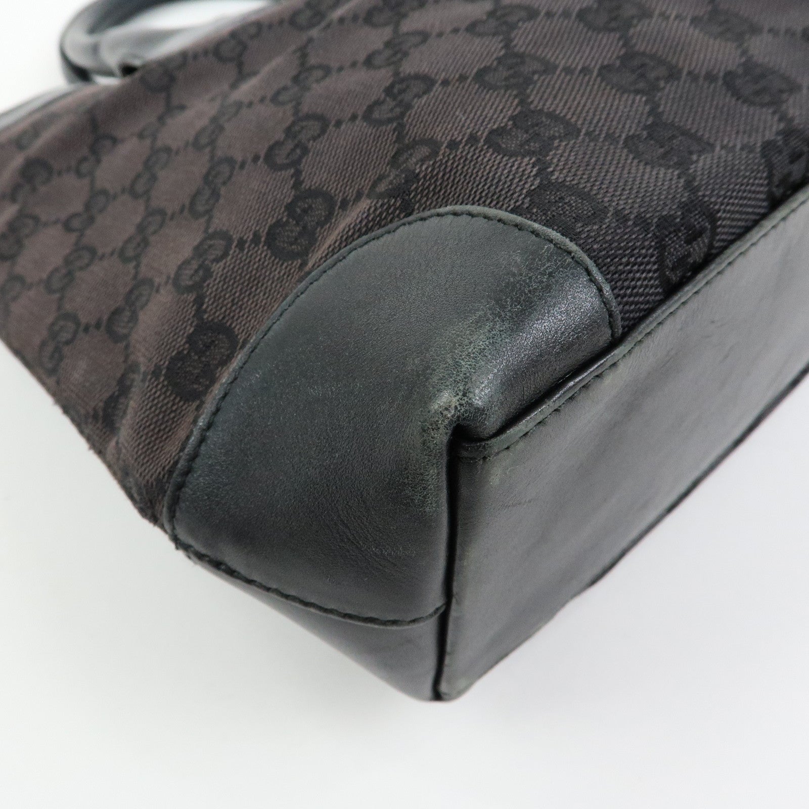 GUCCI GG Canvas Leather Tote Bag Hand  Bag Black 002・1119・1705