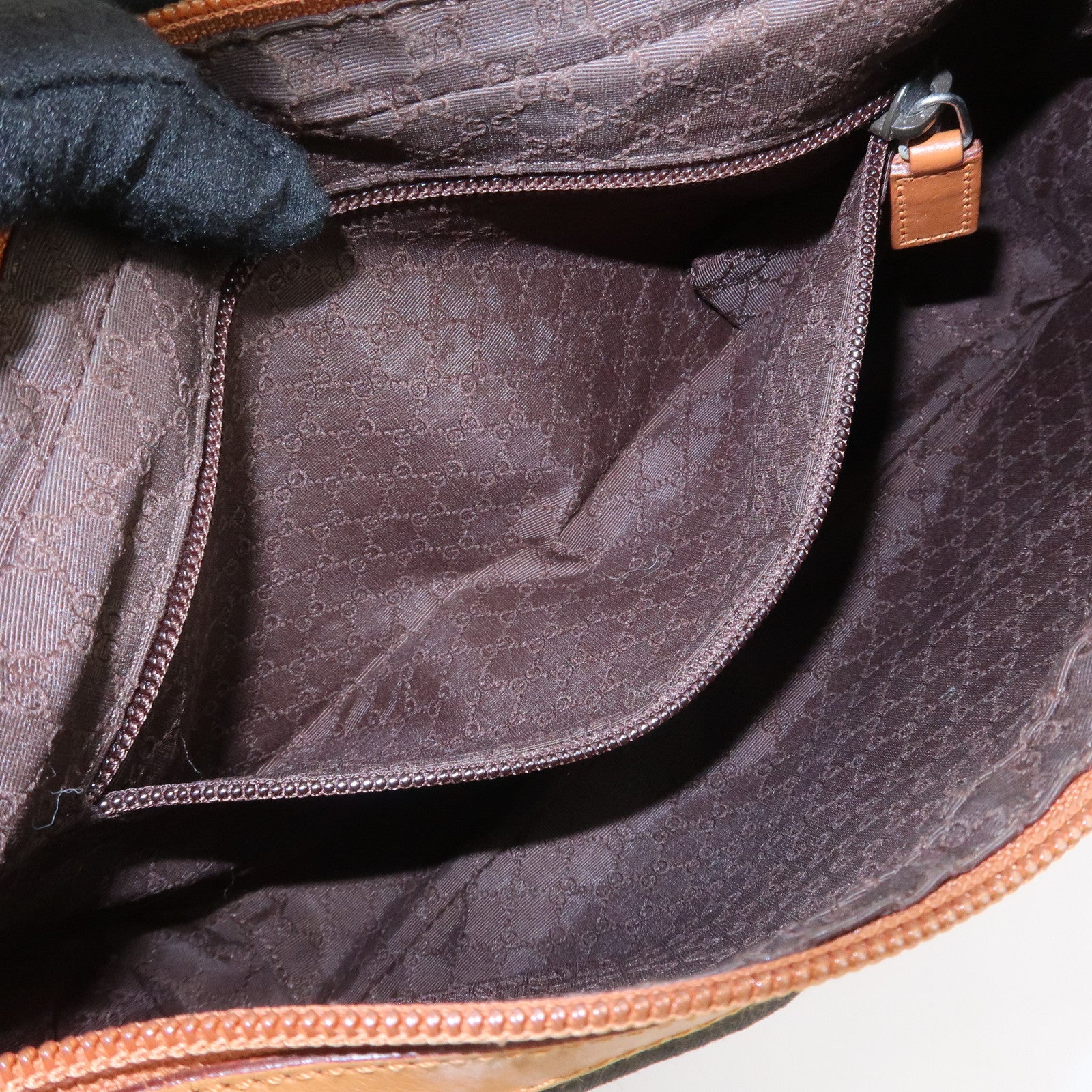 GUCCI Canvas Leather Shoulder Bag Hand Bag Dark Brown 019・0460