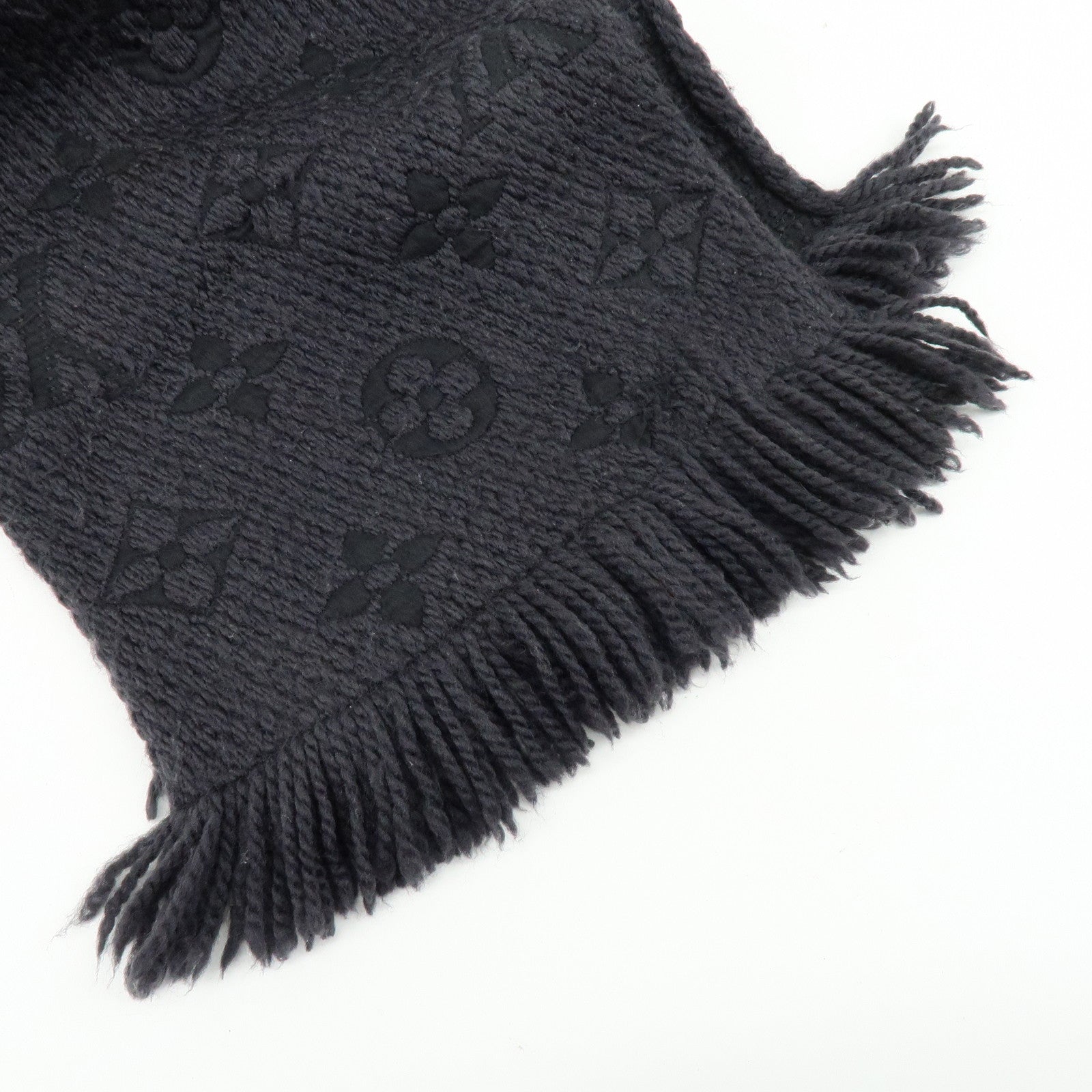 Louis Vuitton Echarpe Logomania Wool Silk Scarf Black M72431