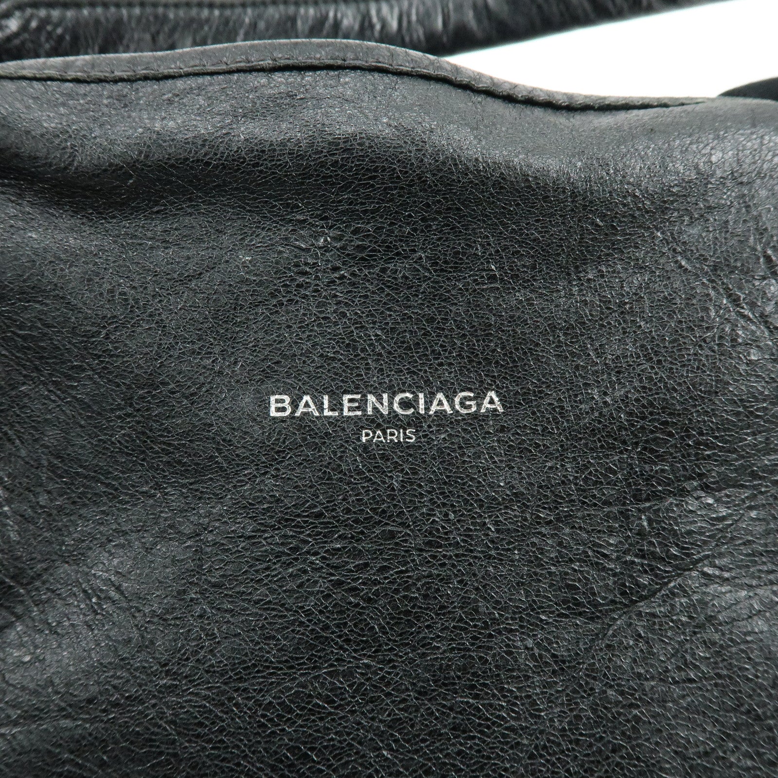BALENCIAGA Navy Cabas Leather Small Tote Bag Black 339933