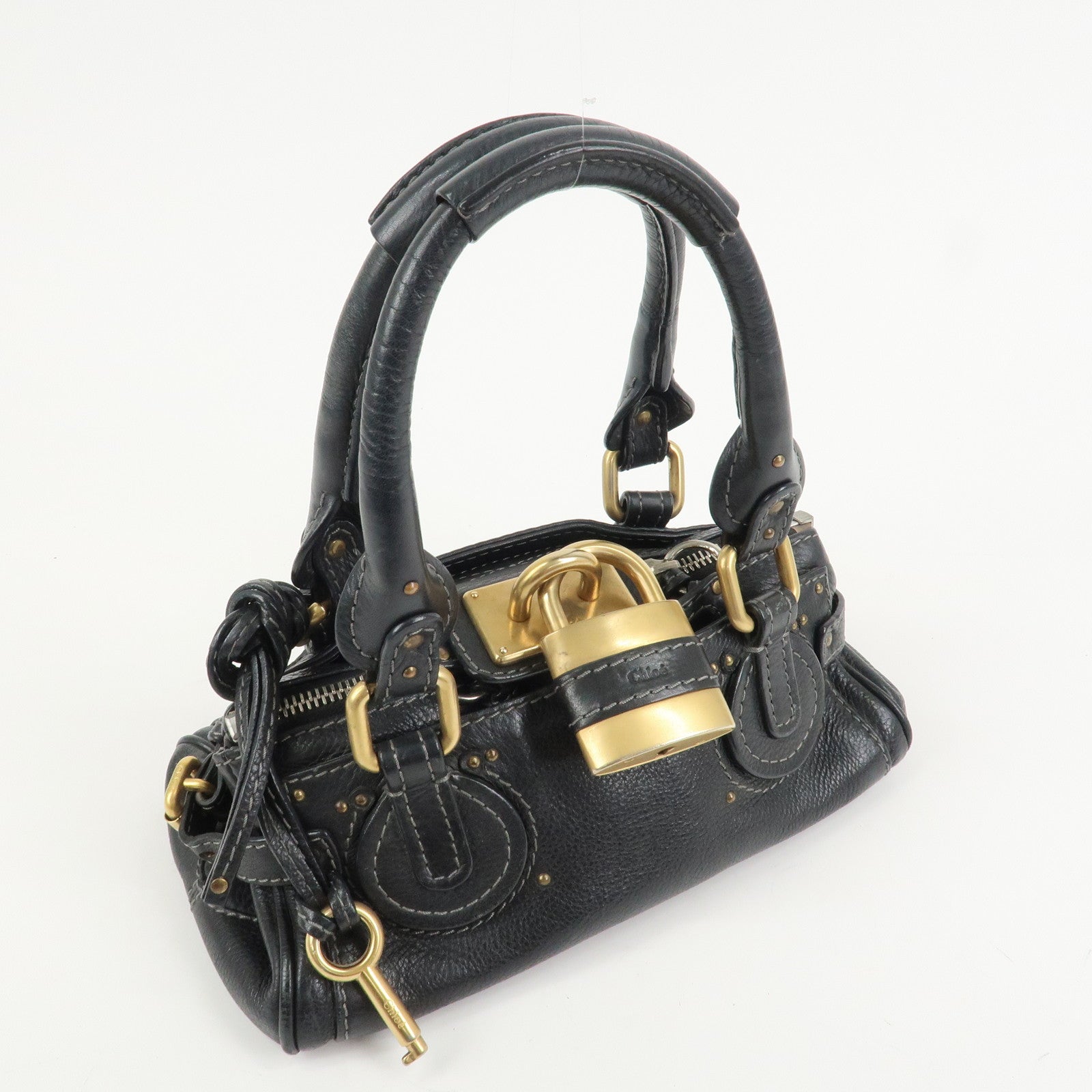 Chloe Paddington Leather Hand Bag Shoulder Bag Black