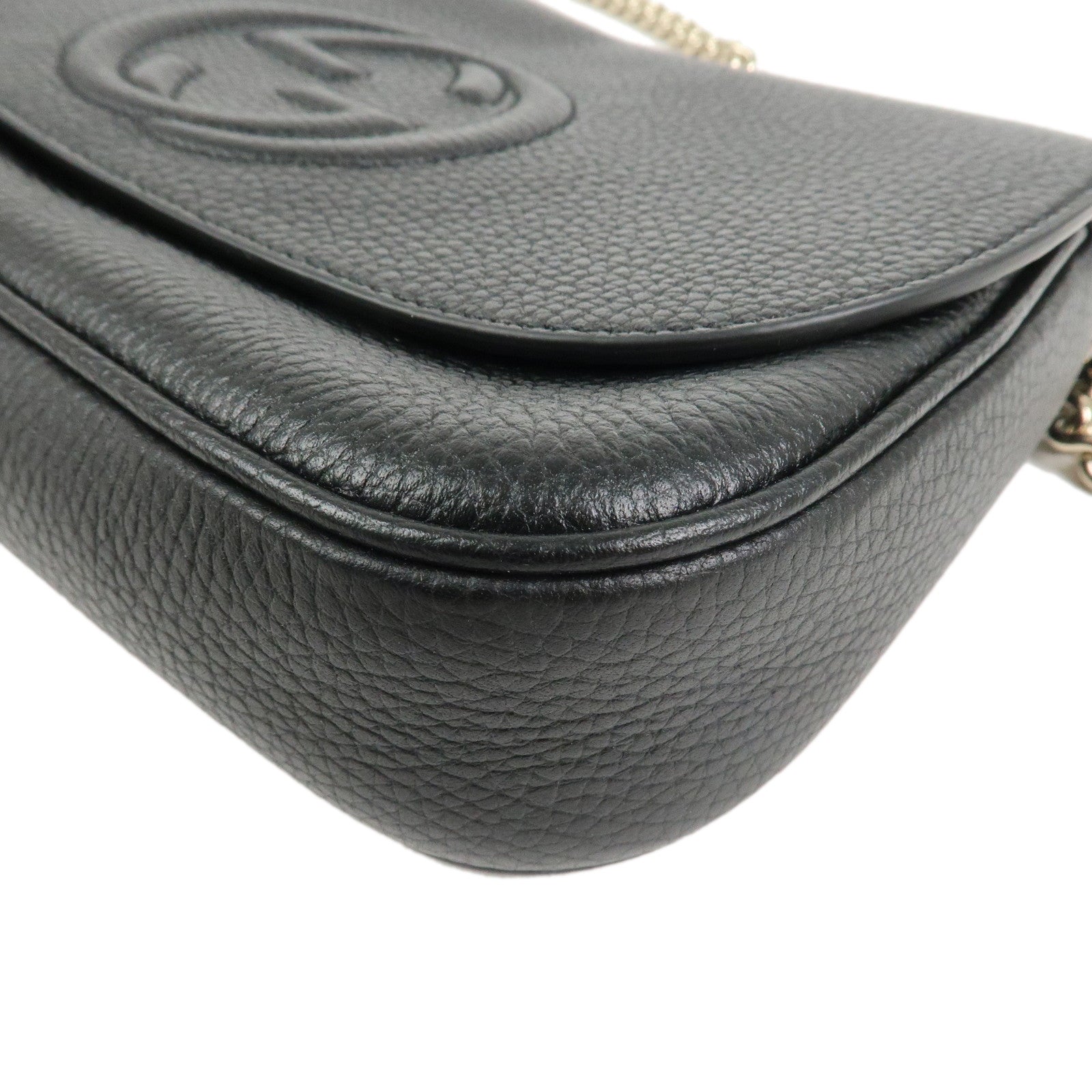 GUCCI SOHO Leather Chain Shoulder Bag Crossbody Bag Black 536224