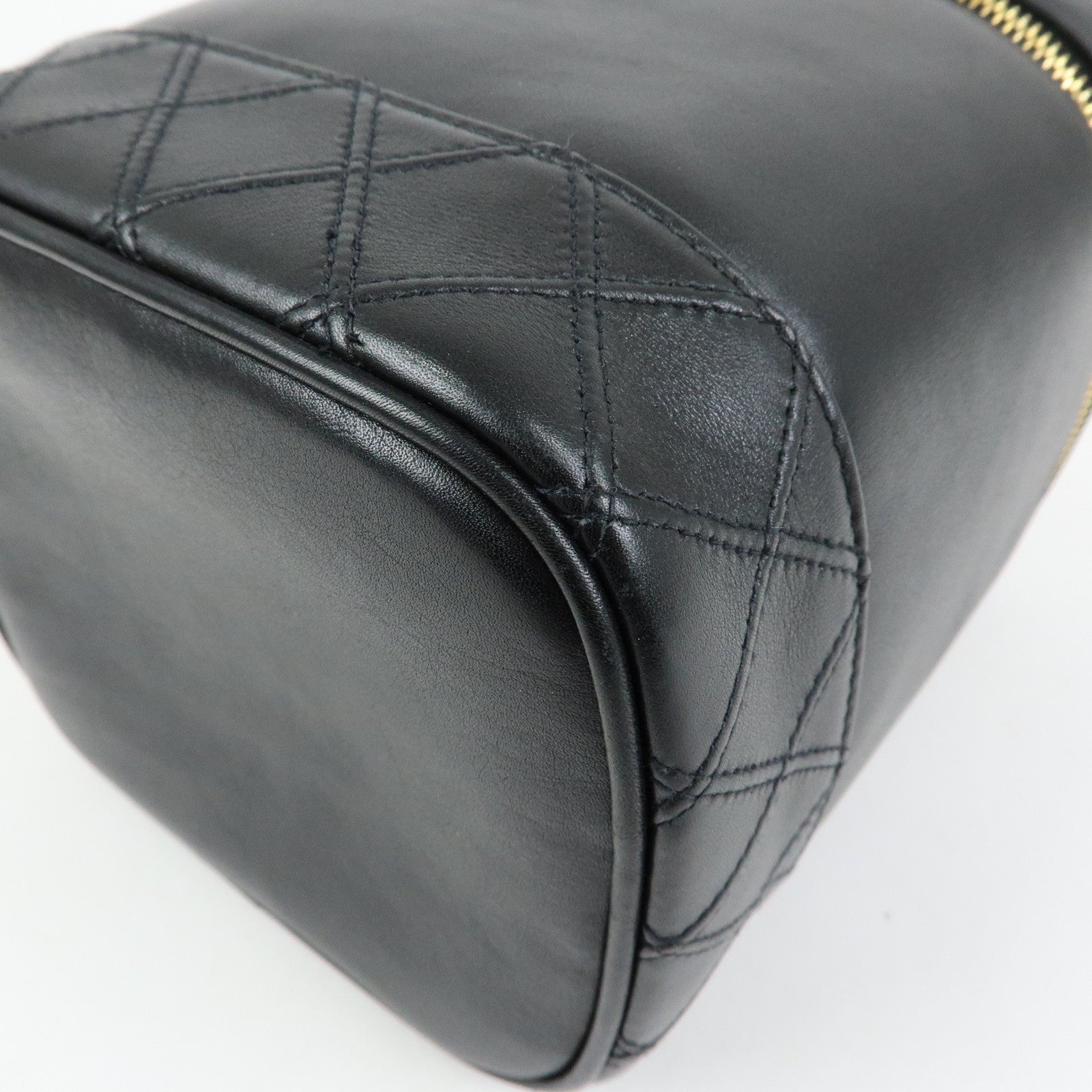 CHANEL COCO Mark Bicolore Lamb Skin Vanity Bag Hand Bag A01619