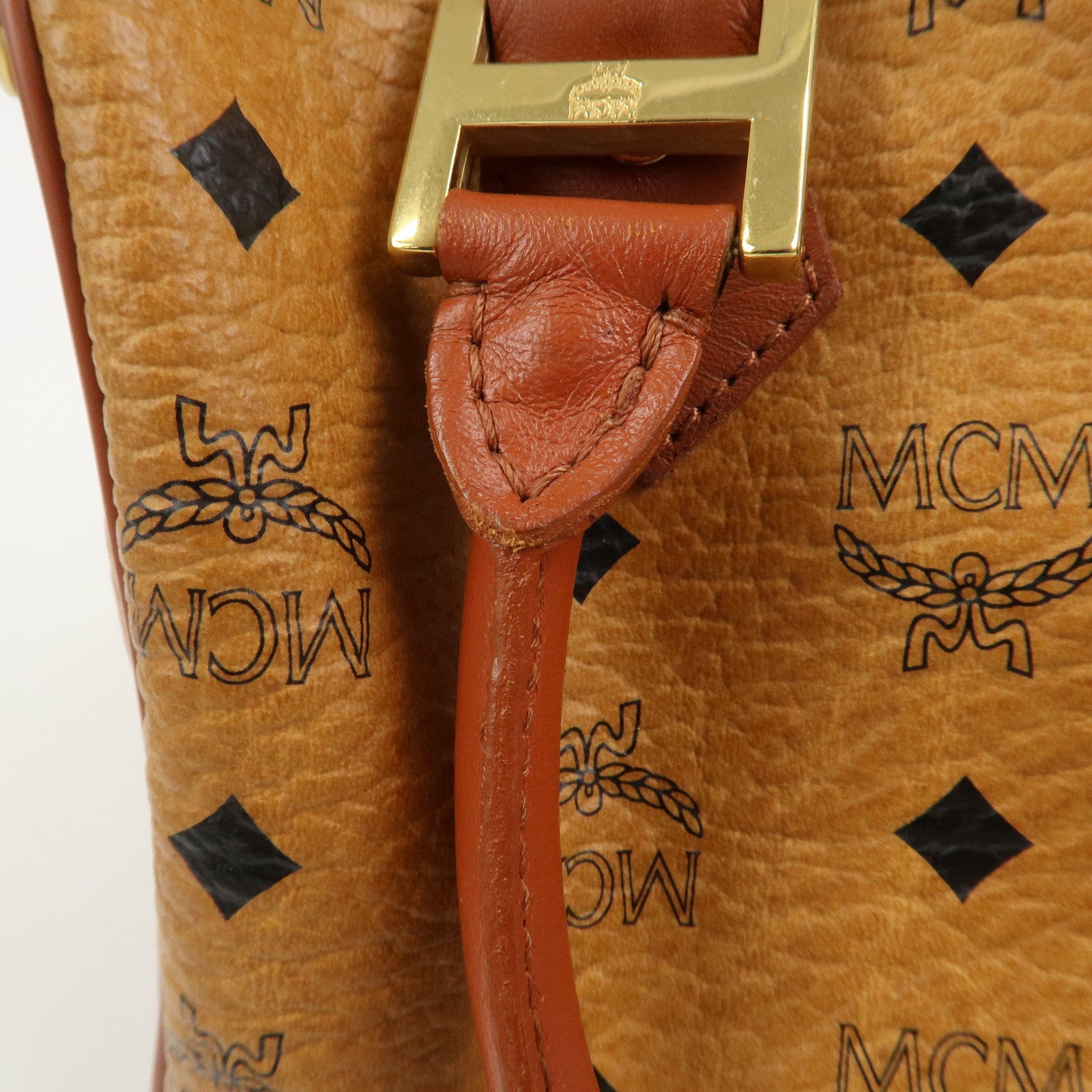 MCM Visetos Leather 2Way Bag Hand Bag Shoulder Bag Brown