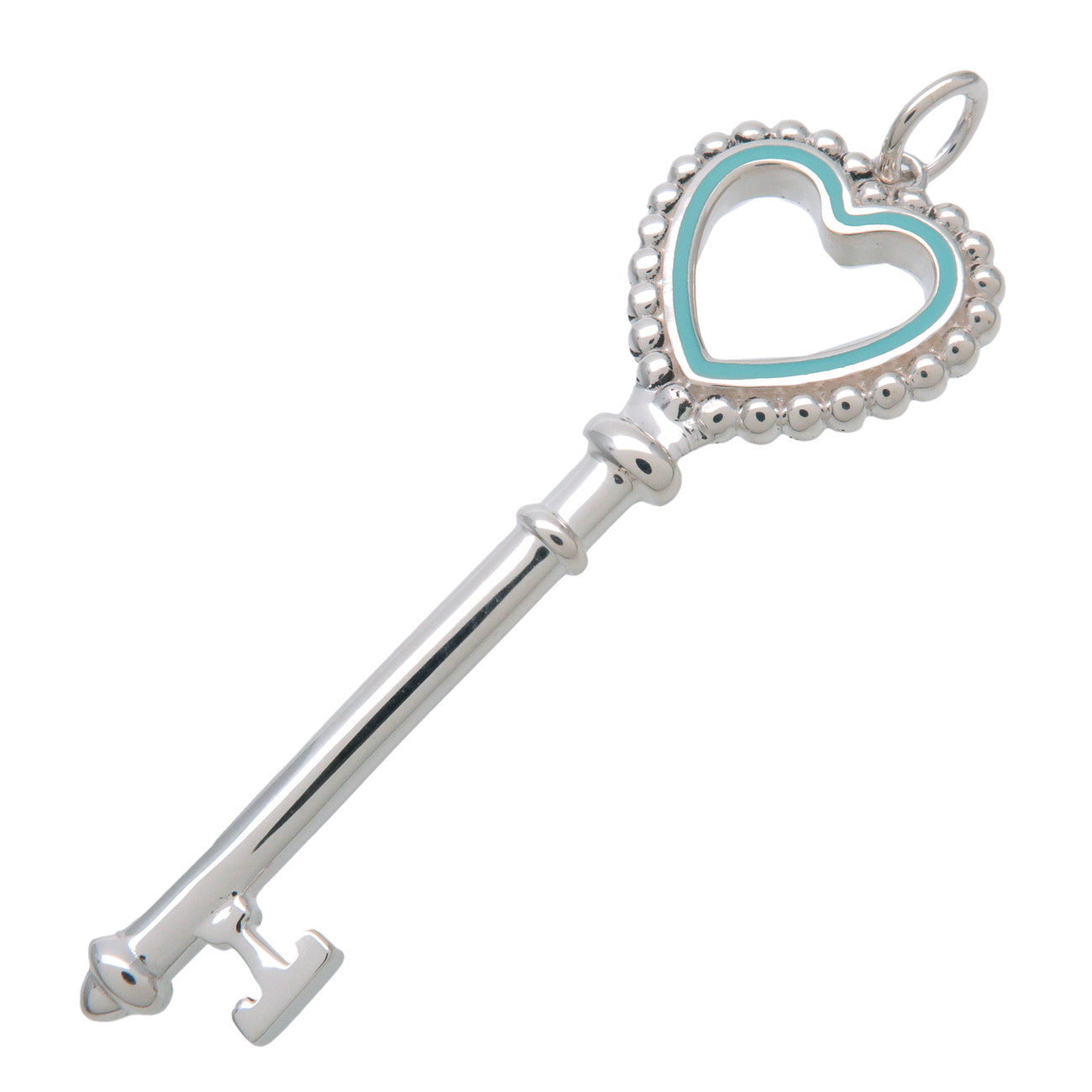 Tiffany & Co Beads Heart Key Pendant Top SV925 Silver Blue