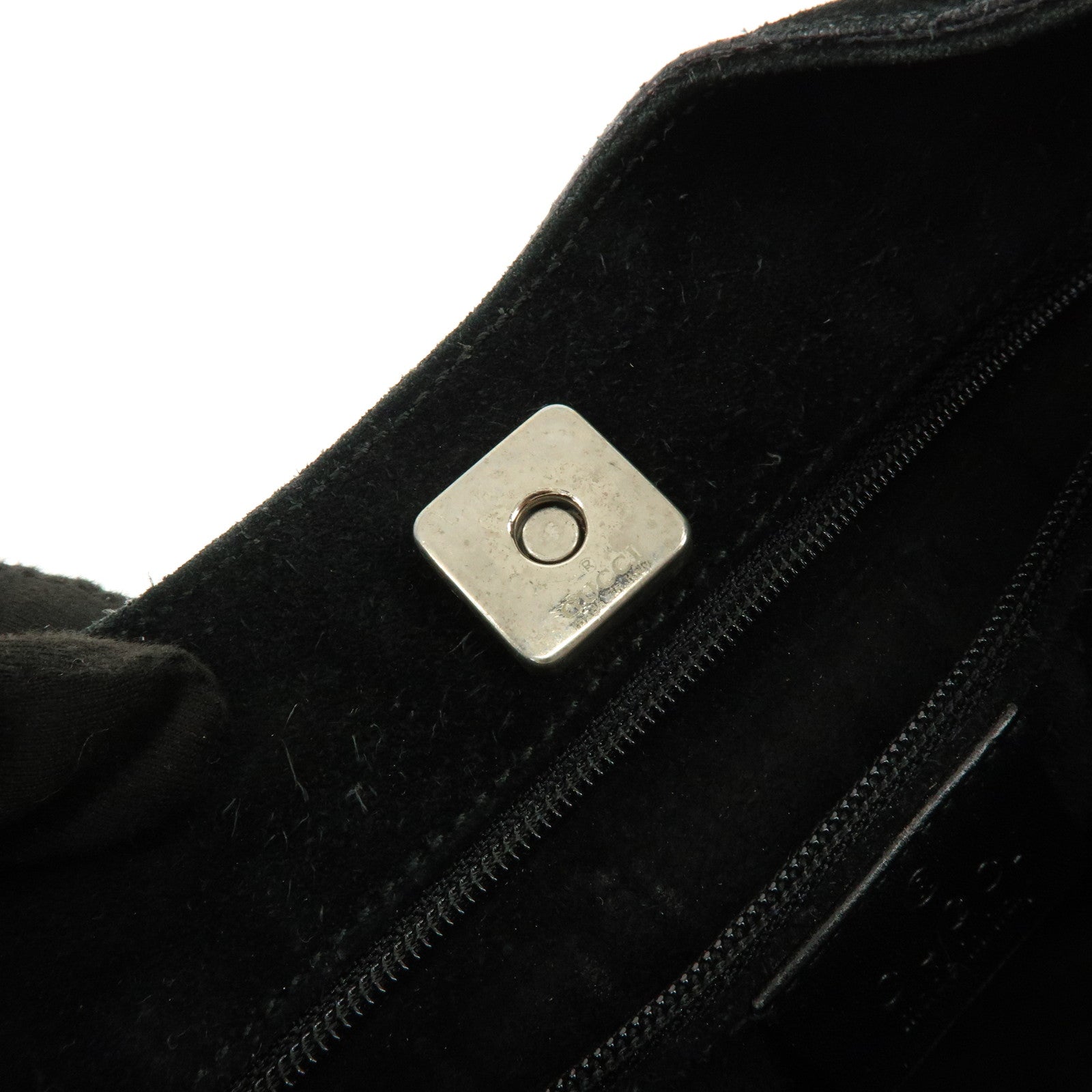 GUCCI Suede Leather Shoulder Bag Hand Bag Black 001・3767