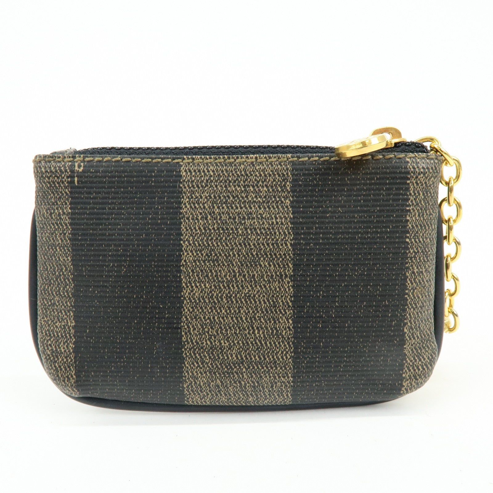 FENDI Pequin PVC Coated Canvas Coin Case Black Beige