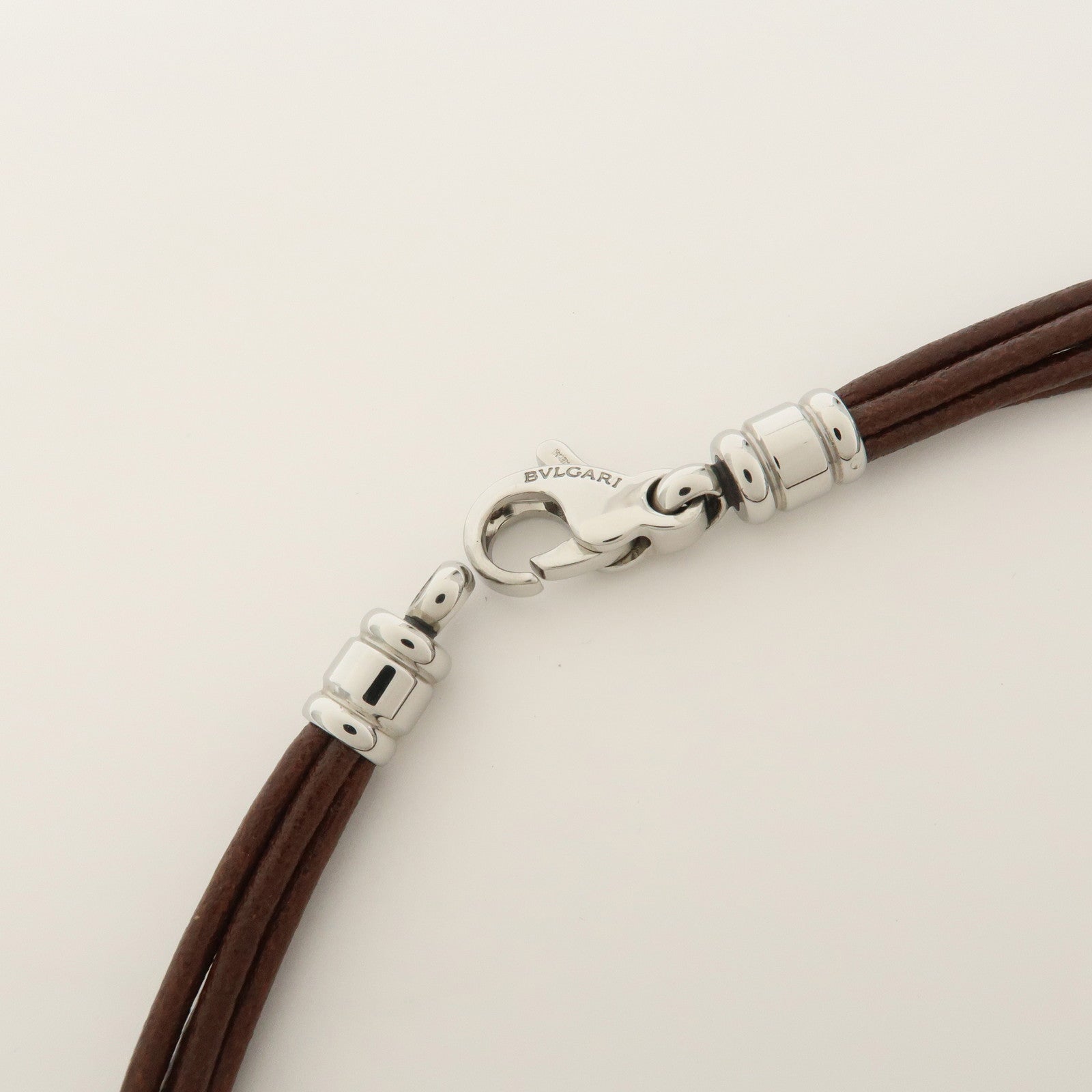 BVLGARI Five Strand Logo Choker Necklace Brown