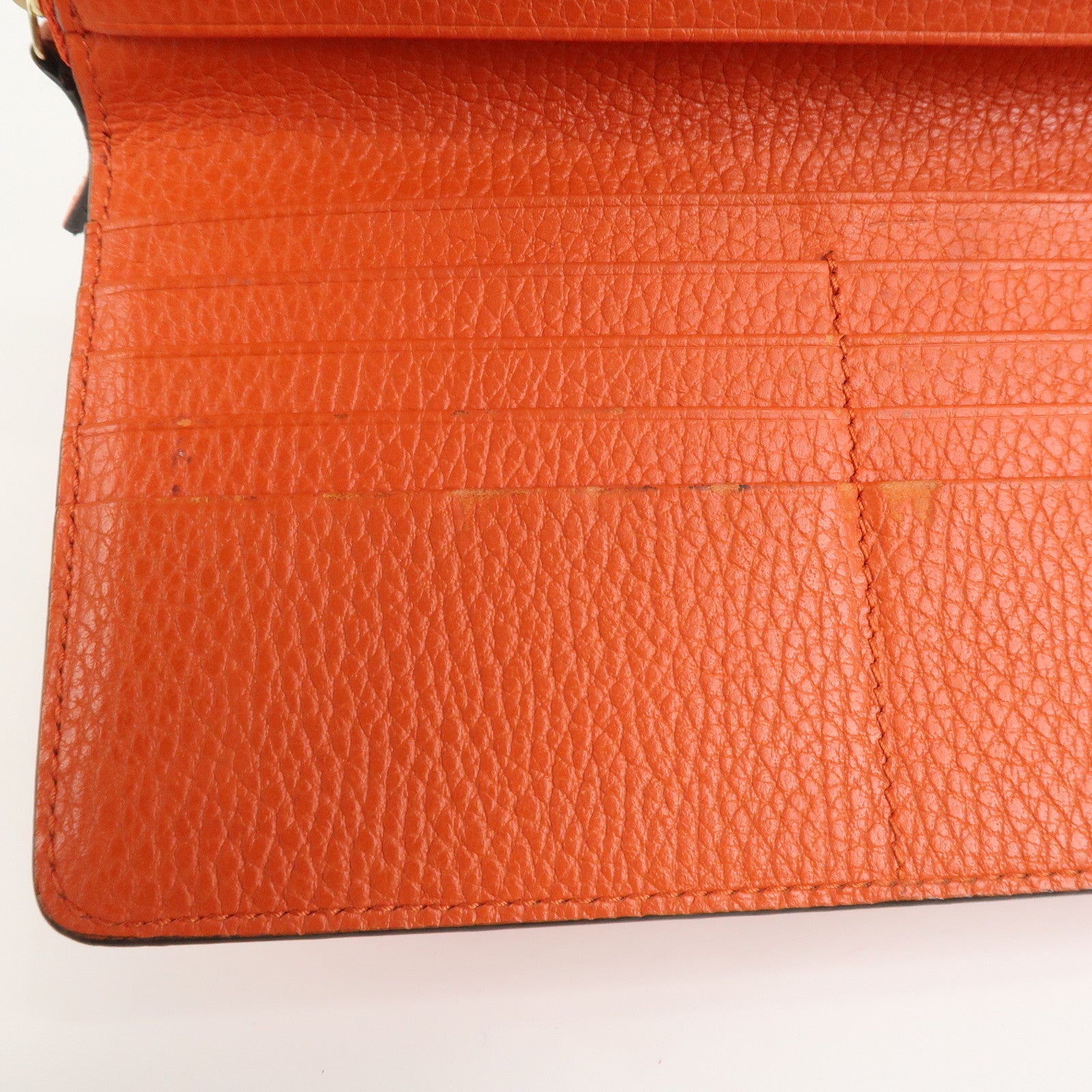 GUCCI Interlocking G Leather Flap Round Zippy Long Wallet 449397