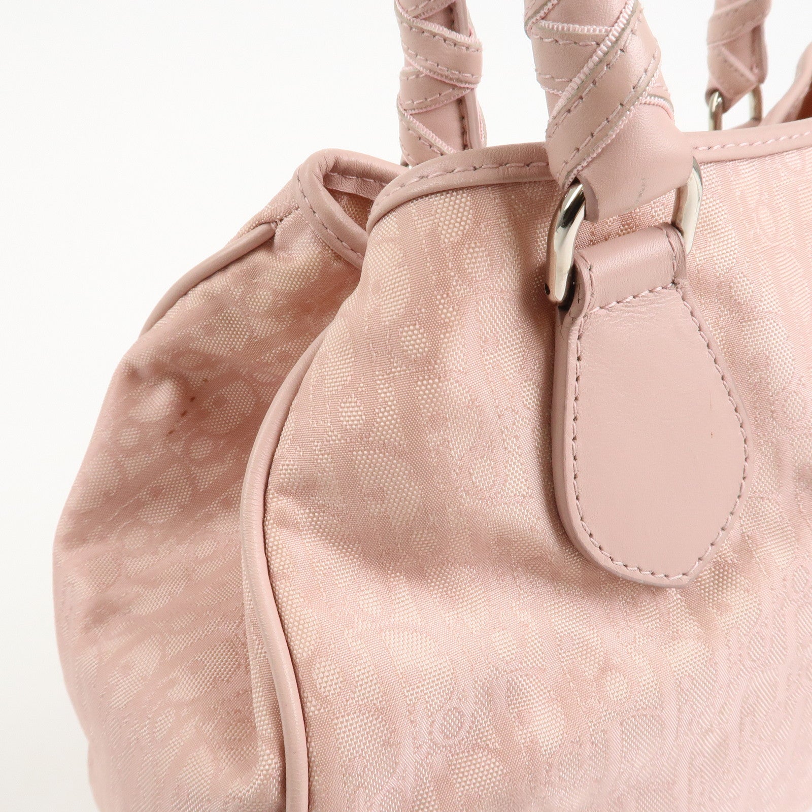 Christian Dior Trotter Leather Nylon Hand Bag Shoulder Bag Pink Used