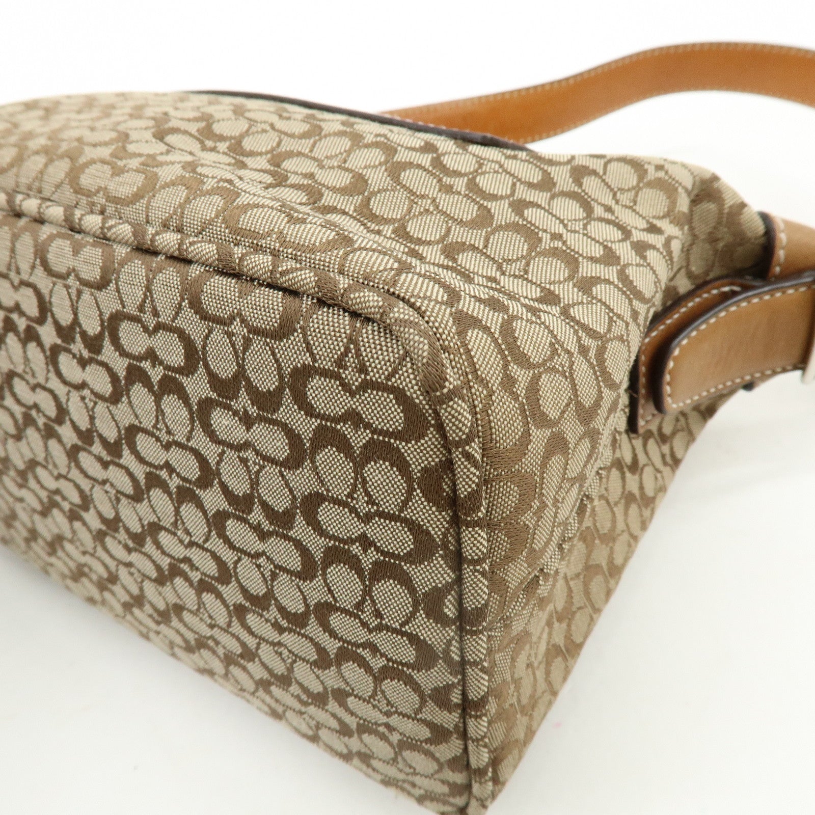 COACH Signature Canvas Leather Hand Bag Shoulder Bag Brown