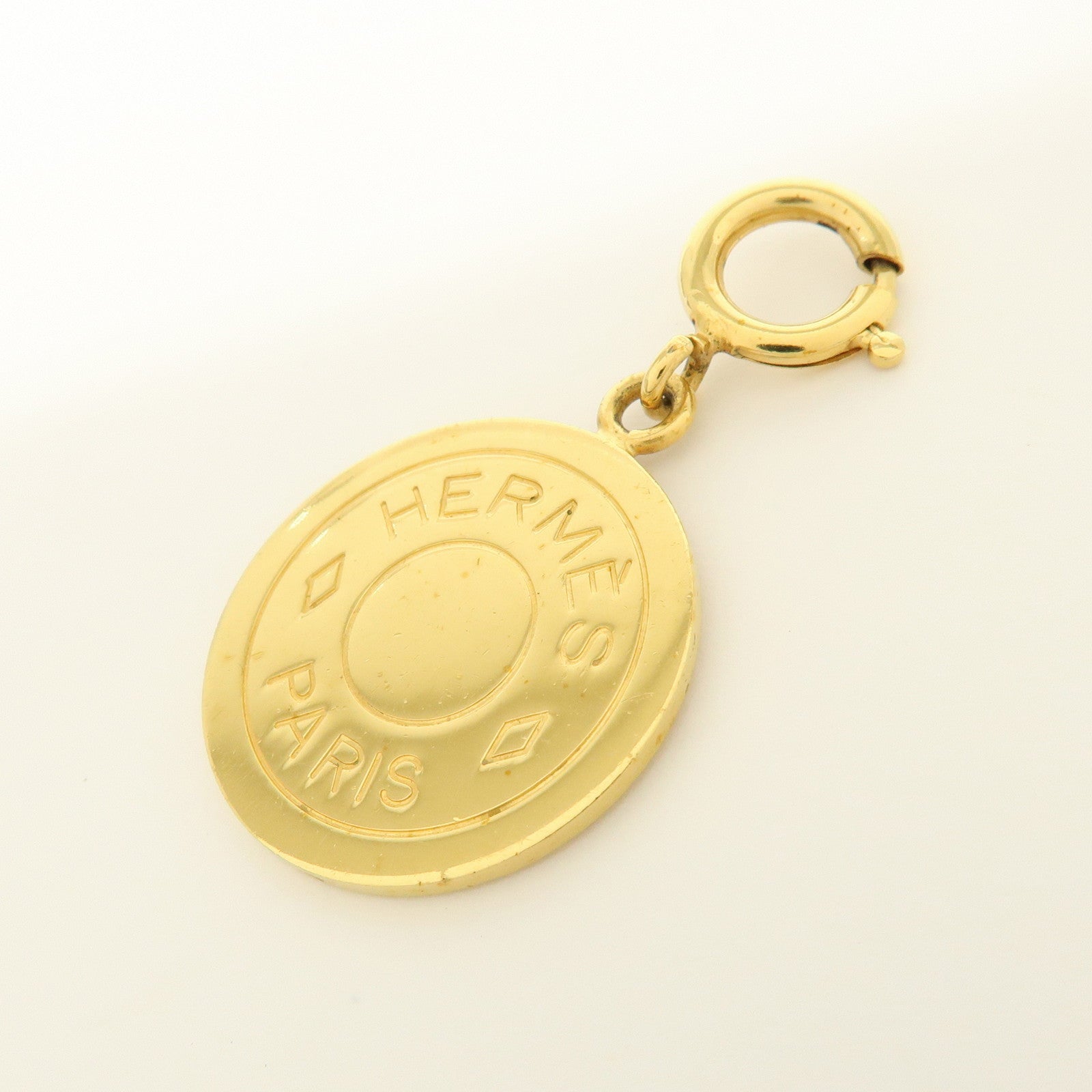 HERMES Sellerie Metal Bag Charm Key Charm Gold