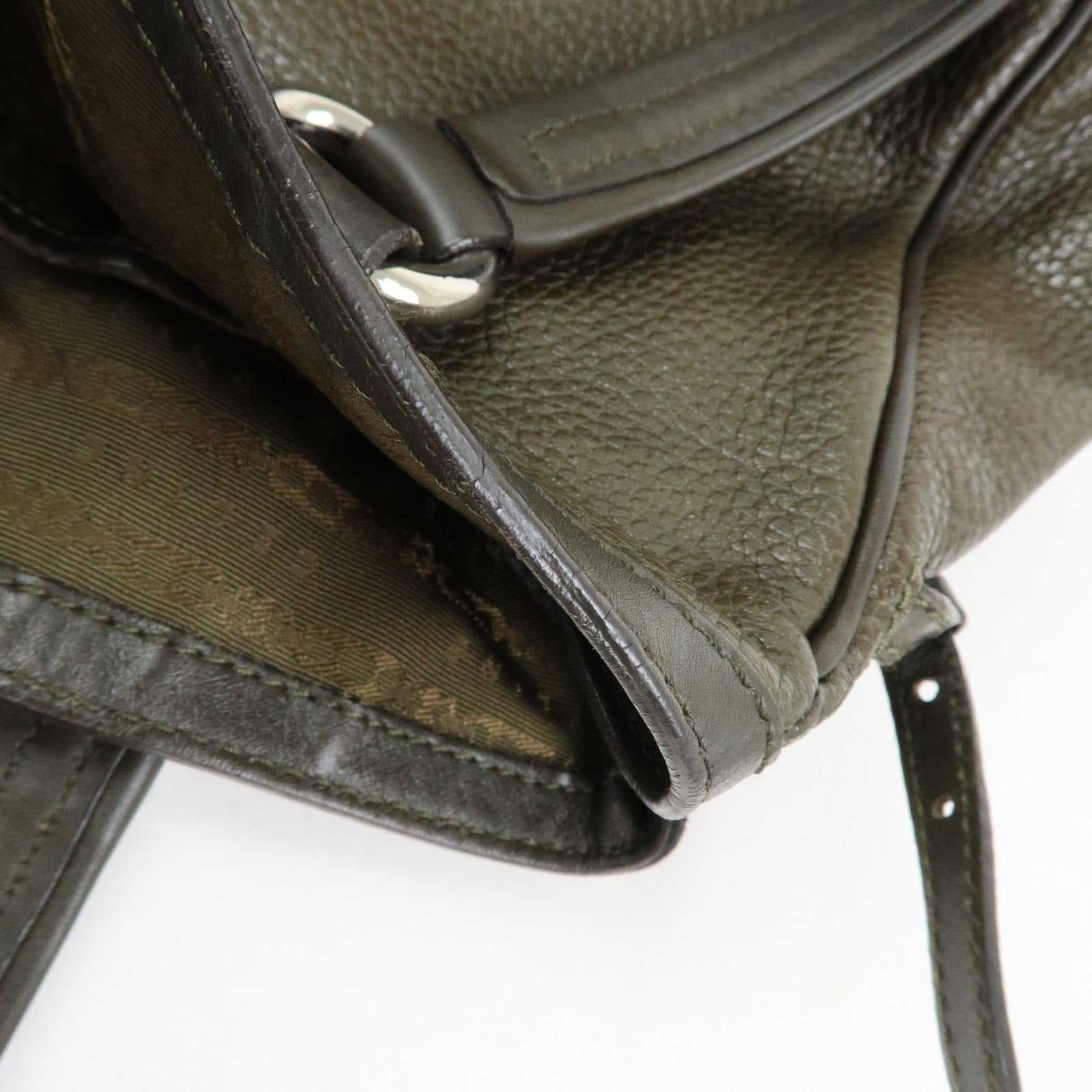 CELINE Logo Leather Tote Bag Shoulder Bag Brown