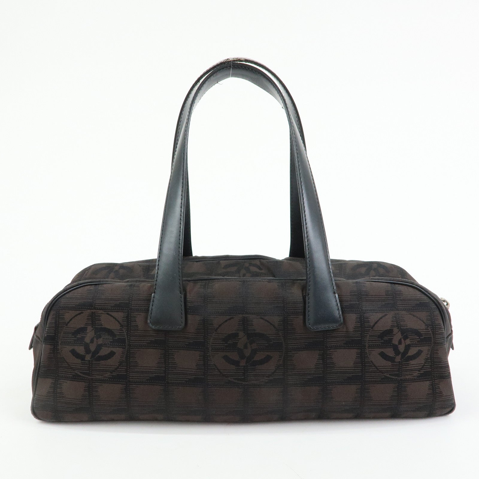CHANEL New Travel Line Nylon Jacquard Mini Boston Bag Brown A15828