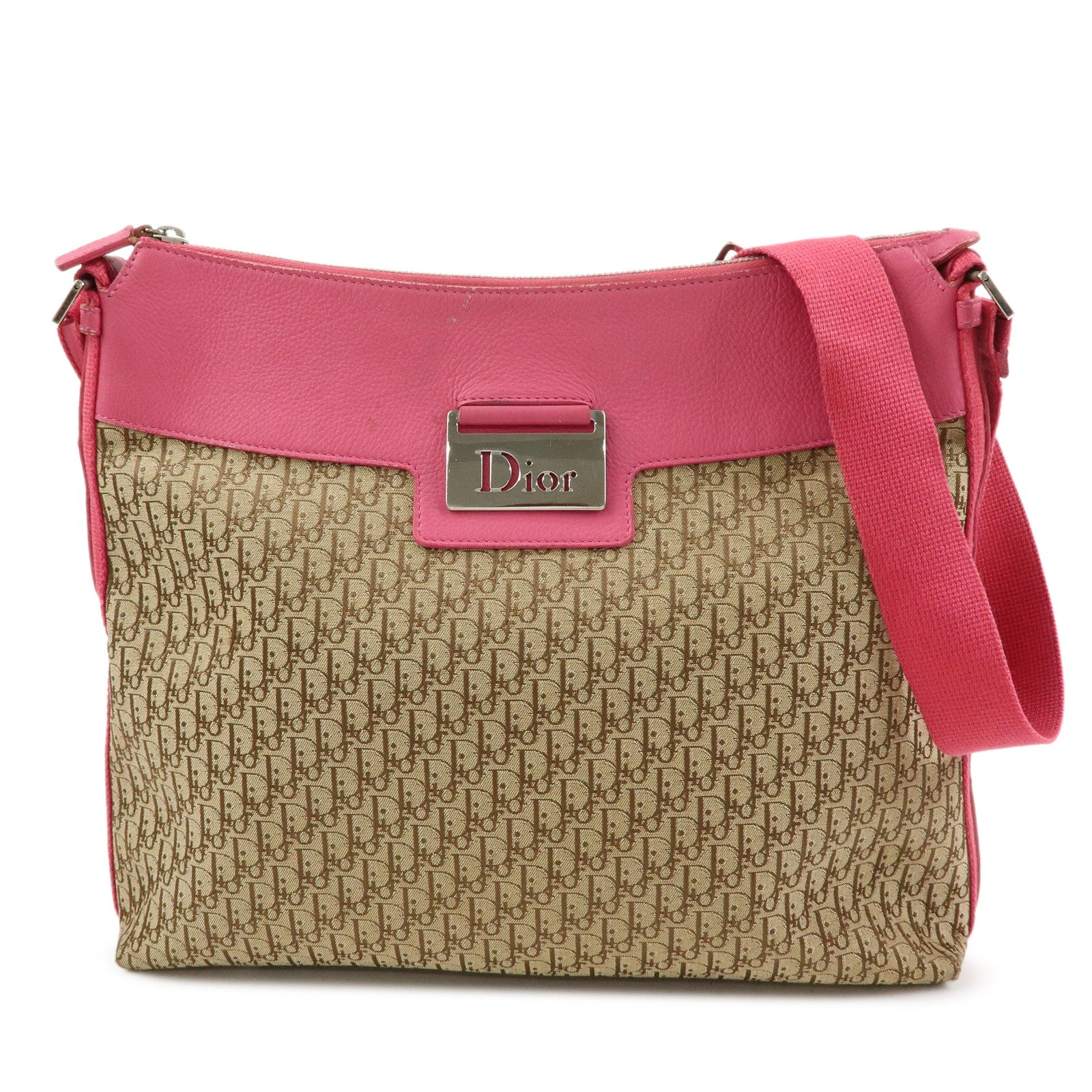 Christian Dior Trotter Street Chic Jacquard Canvas Shoulder Bag Auth Used F/S