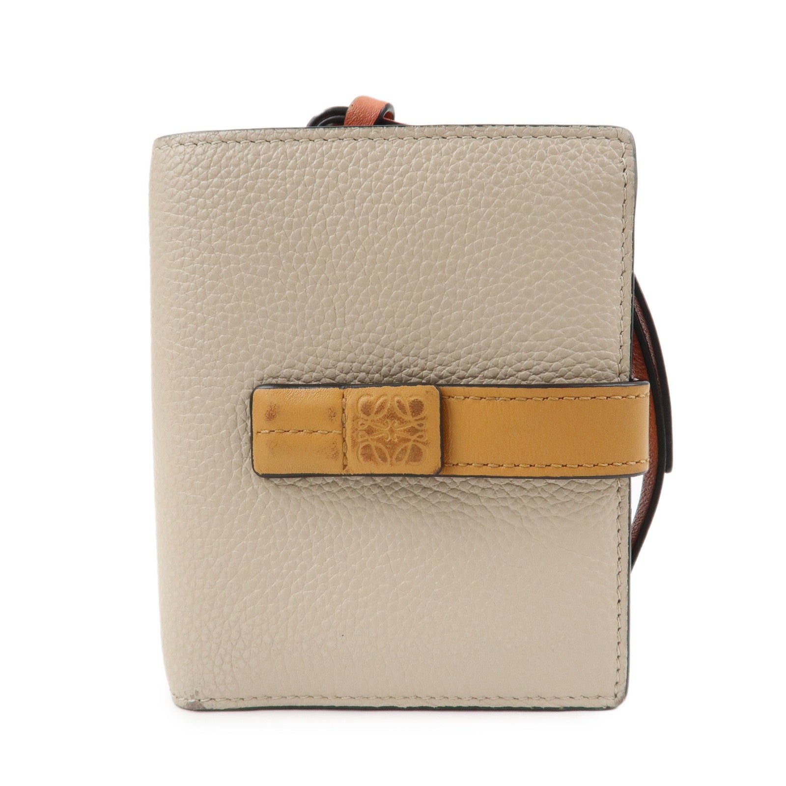 LOEWE Anagram Soft Grain Calf Compact Wallet Light Oats Honey