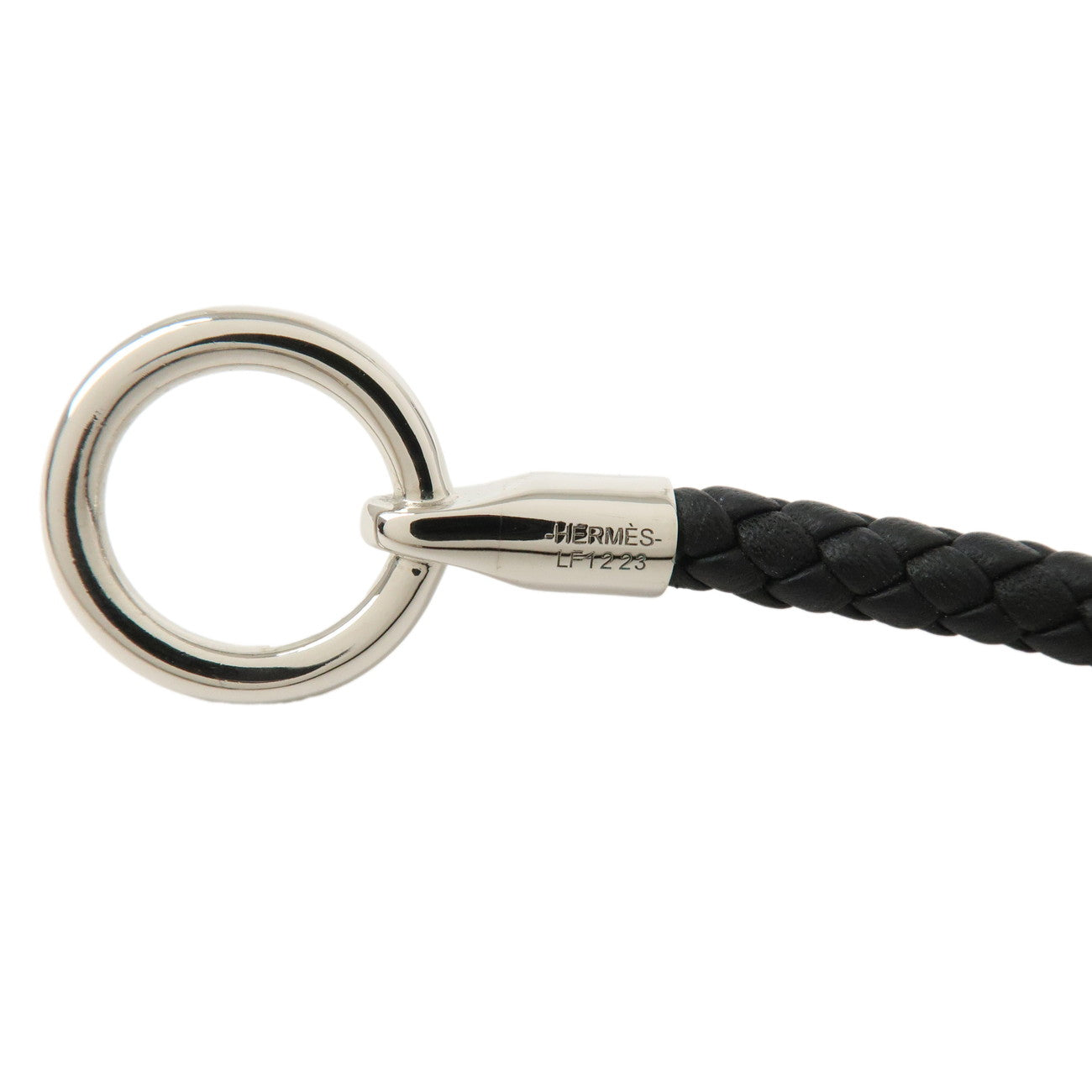 HERMES Glenan H Tresse en Veau Swift Leather Bracelet Black