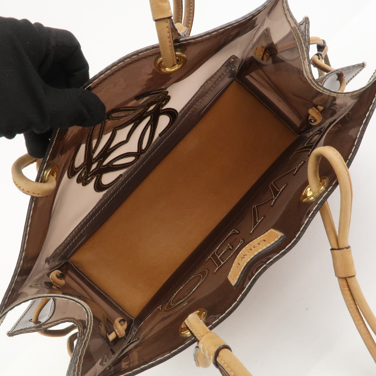 LOEWE Anagram PVC Leather Tote Bag Shoulder Bag Brown