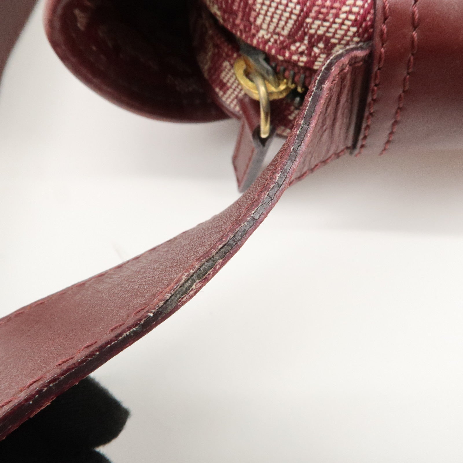 Christian Dior Trotter Jacquard Leather Shoulder Bag Burgundy