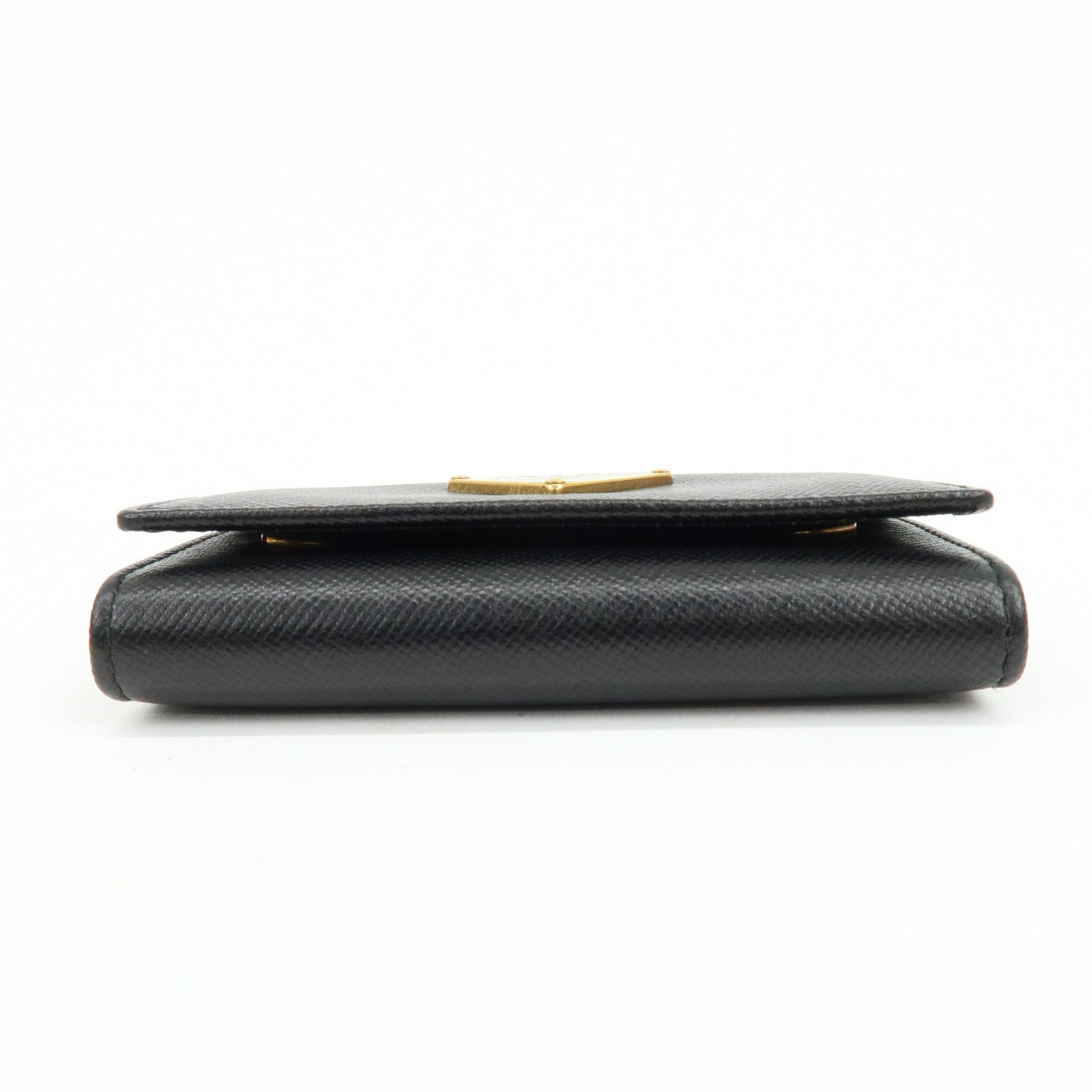 PRADA Triangle Logo Saffiano Leather 6 Rings Key Case Black 1M0222