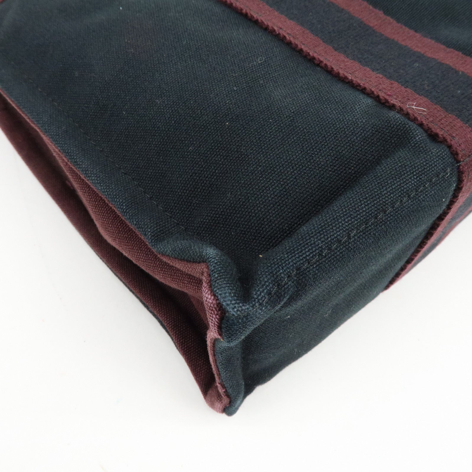 HERMES Fourre Tout PM Canvas Hand Bag Tote Bag Black Bordeaux