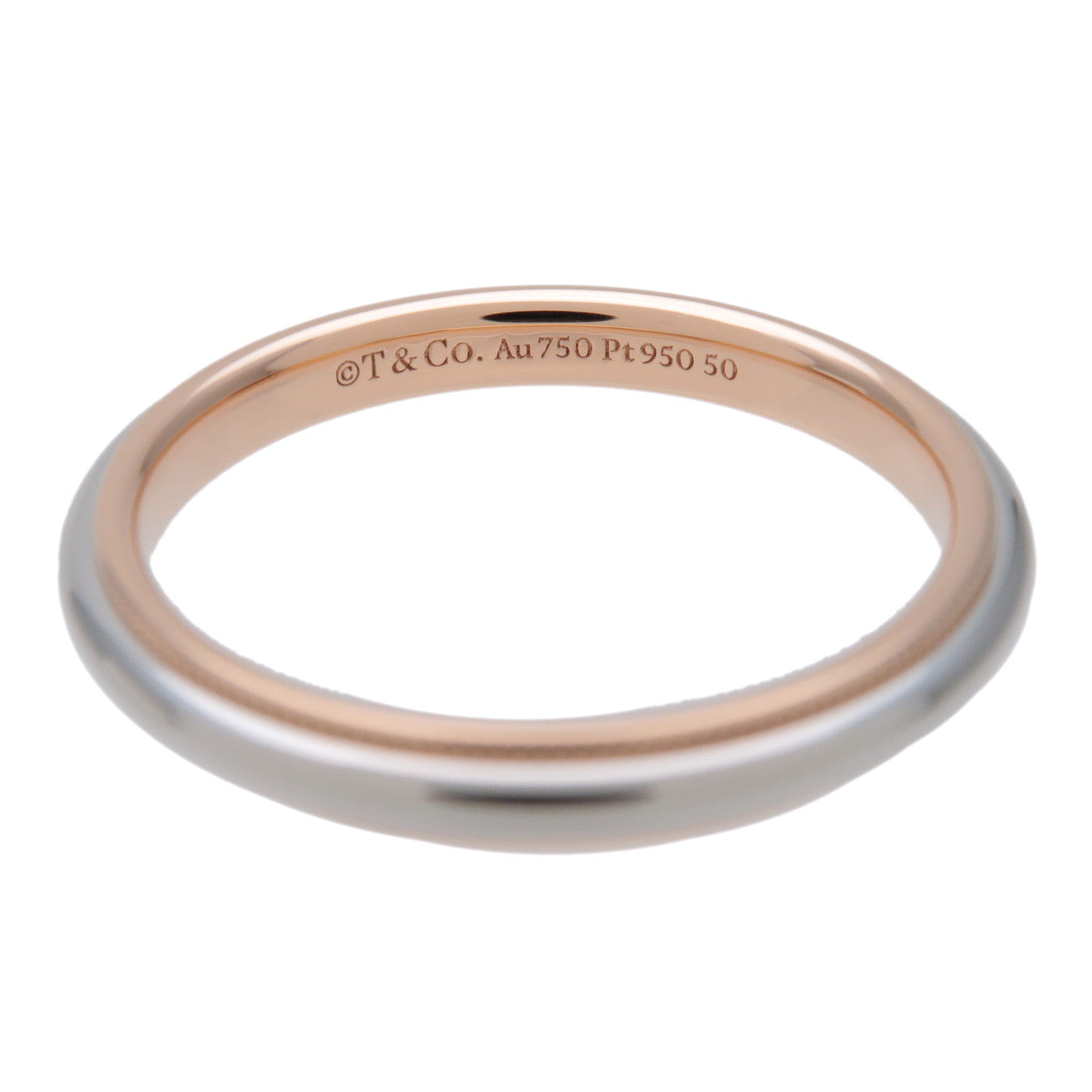 Tiffany & Co Milgrain Band Ring PT950 K18 750PG Rose Gold US9 EU60