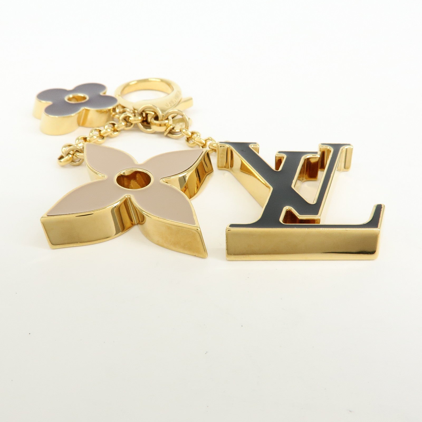 Louis Vuitton Fleur de Monogram Key Chain Bag Charm Gold M67119