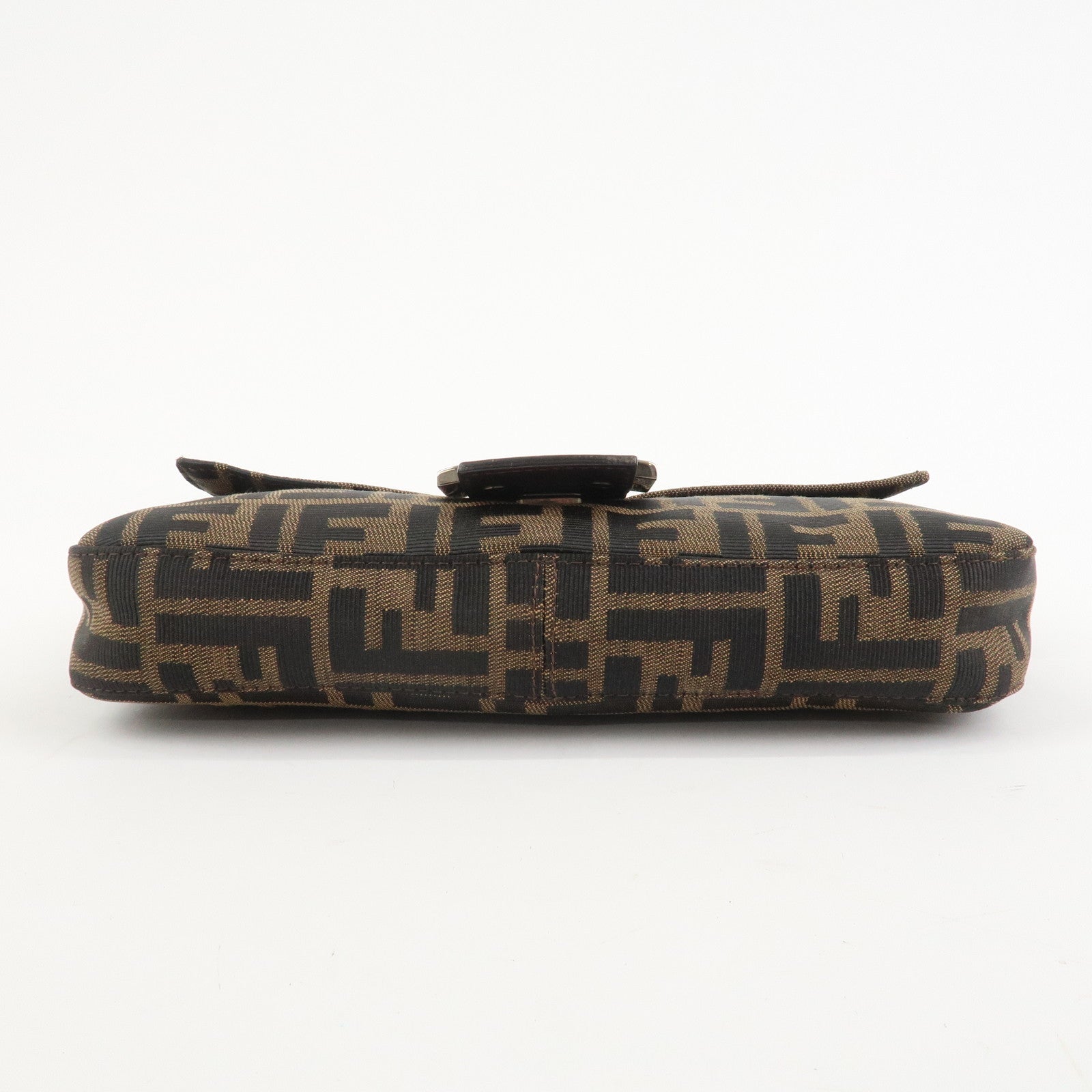 FENDI Zucca Mamma Baguette Canvas Leather Shoulder Bag Brown 26424