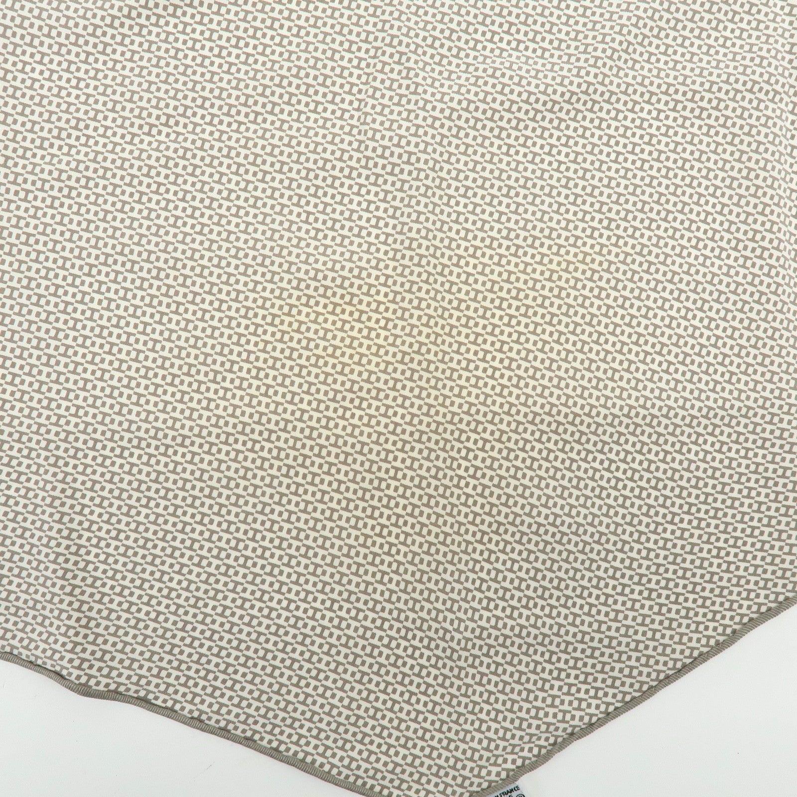 HERMES Silk100％ Scarf Gray White