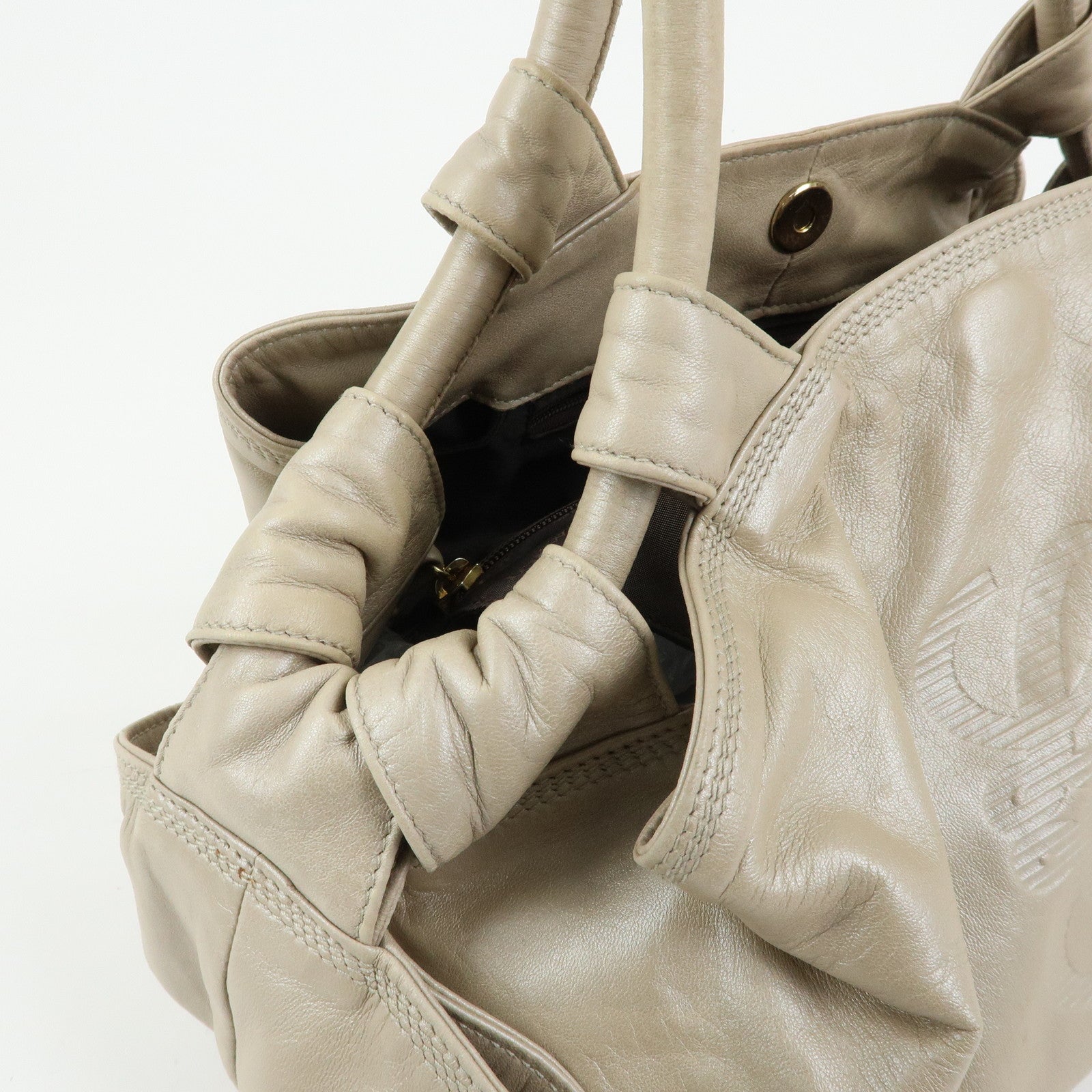 LOEWE Anagram Nappa Aire Leather Hand Bag Shoulder Bag Beige