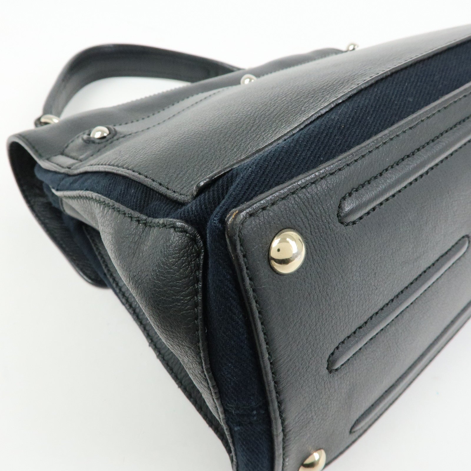 SAINT LAURENT PARIS Muse Two Leather Canvas 2WAY Bag Black 527411