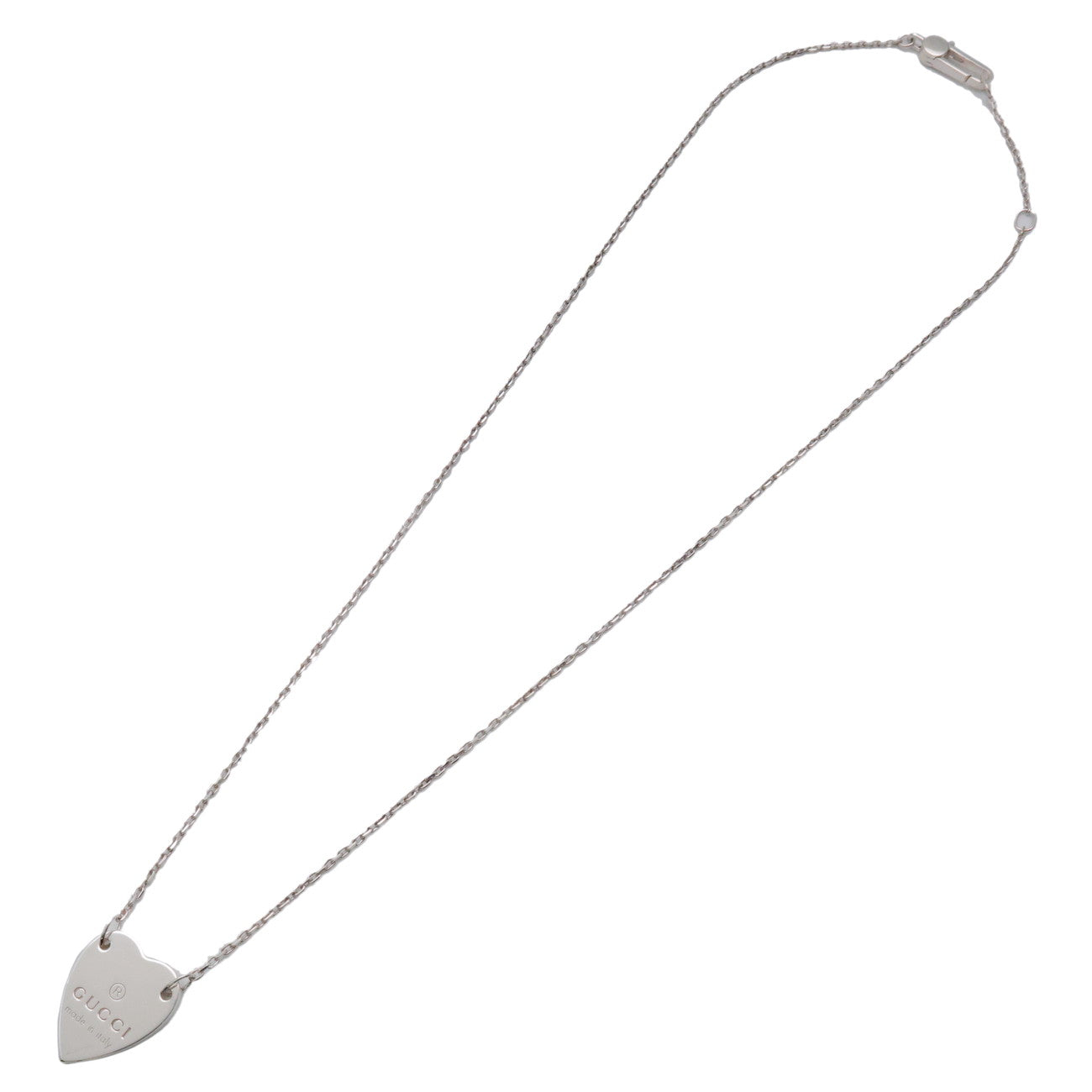 GUCCI Logo Heart Plate Necklace SV925 Silver