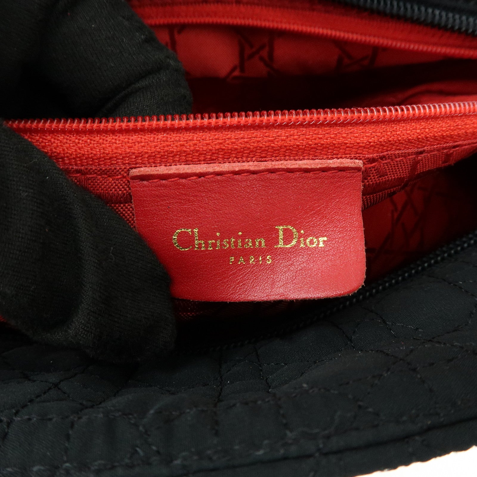 Christian Dior Lady Dior Canage Canvas Tote Bag Hand Bag Black