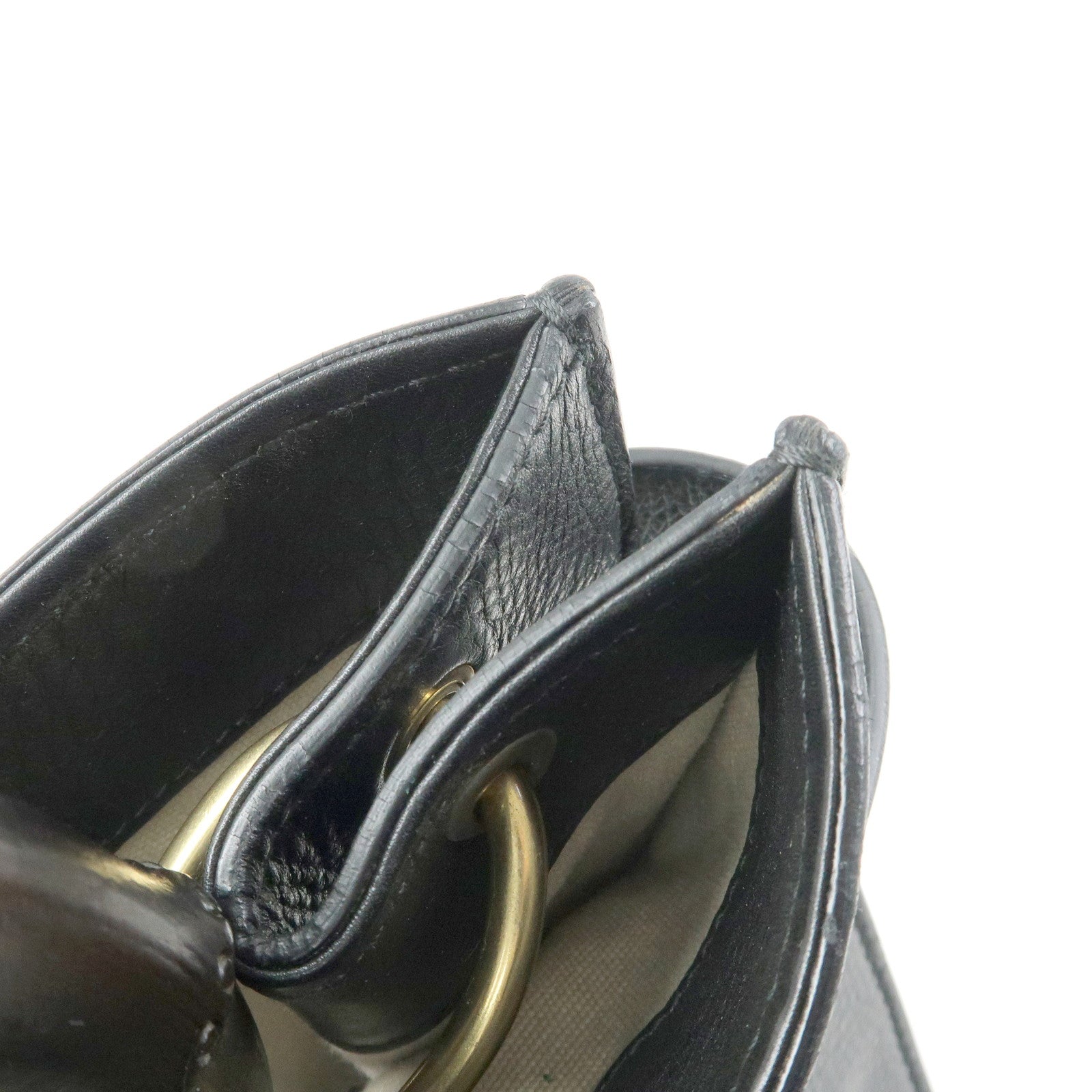 GUCCI Bamboo Leather Bamboo Hand Bag Black 109136