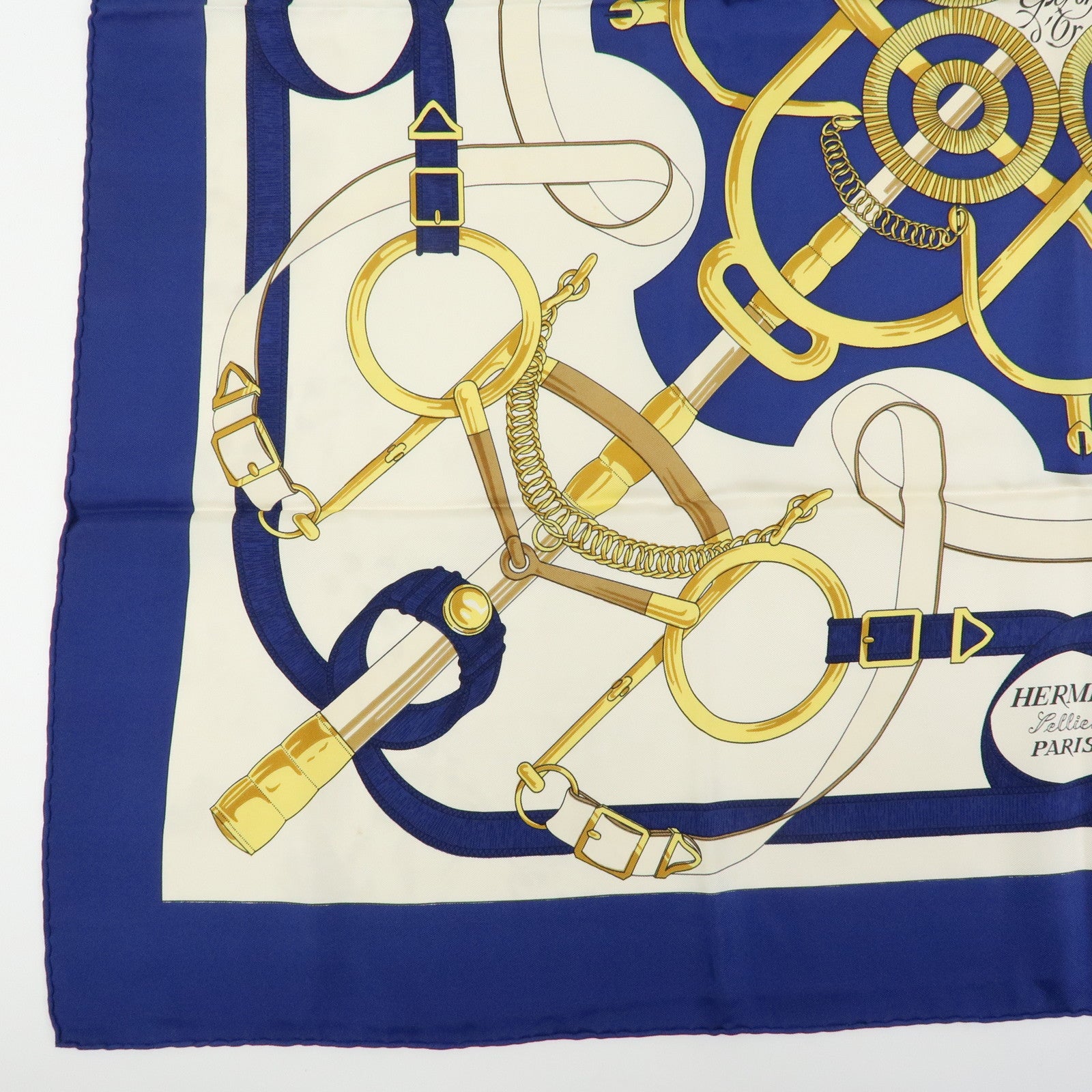 HERMES Carre 90 Set of 2 Silk 100% Scarf Light Pink Navy White