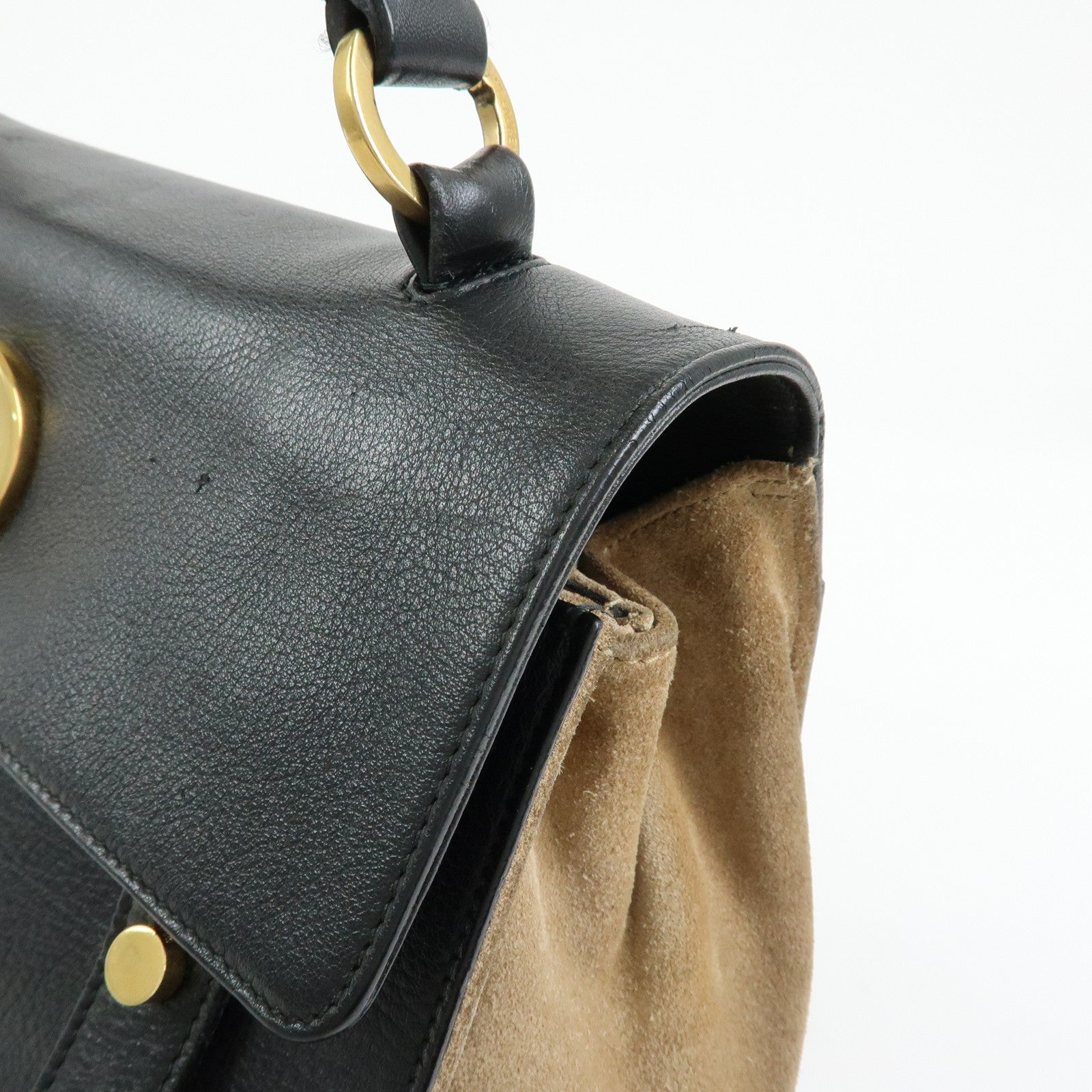 SAINT LAURENT PARIS Muse Two Canvas Leather 2Way Bag Black 313499