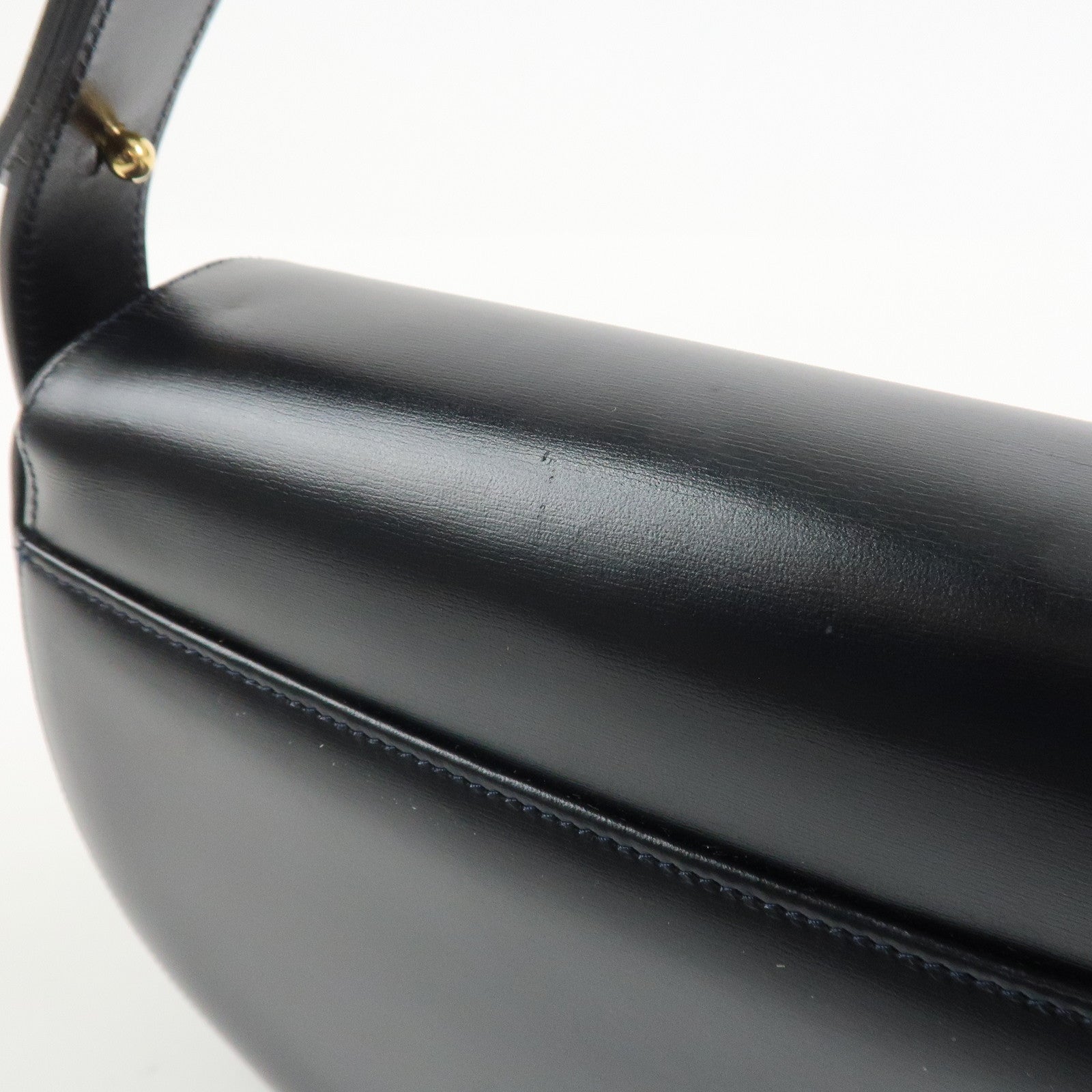 Cartier Sapphire Line Leather Sapphire Shoulder Bag Hand Bag Black