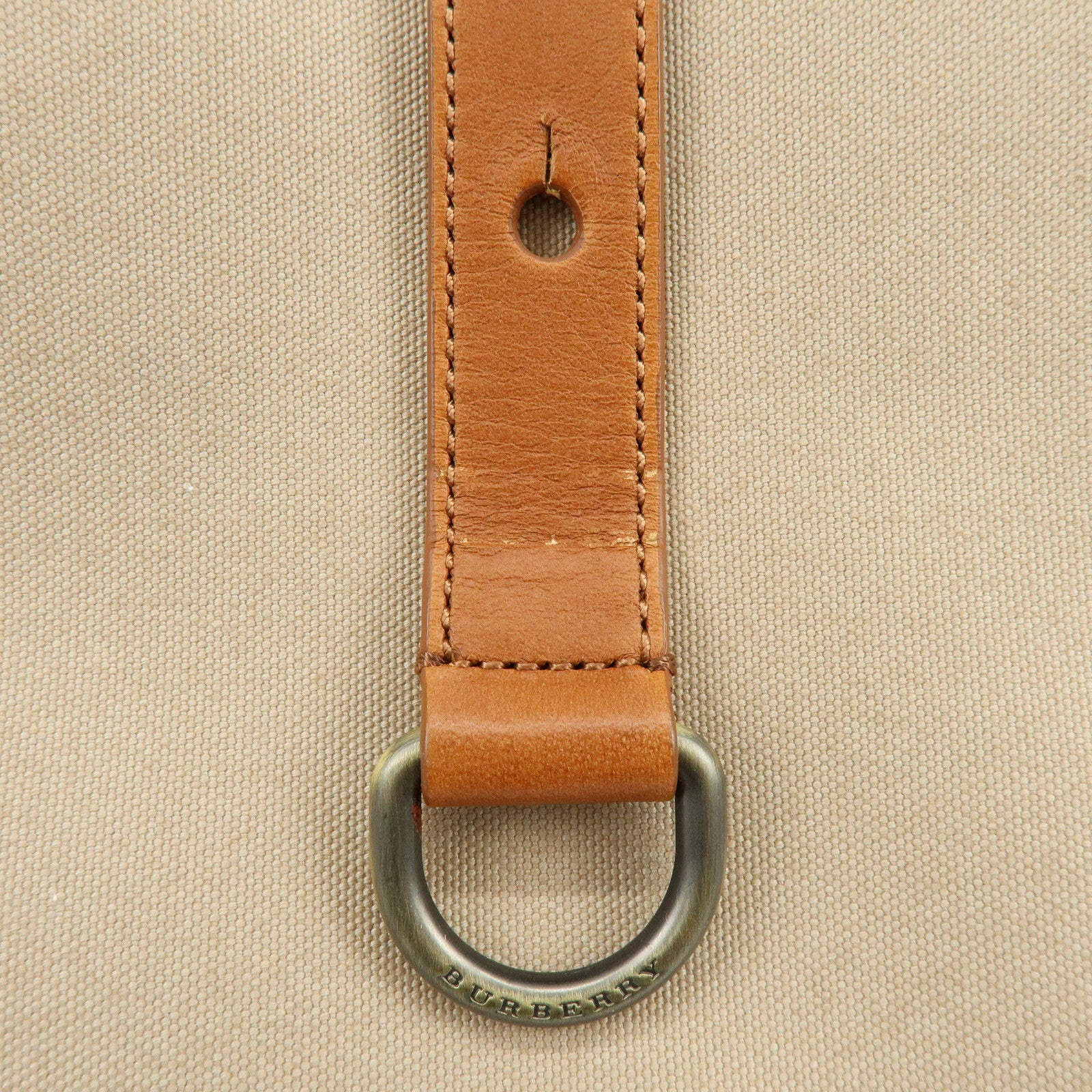 BURBERRY Nova Plaid Canvas Leather Tote Bag Hand Bag Beige Brown