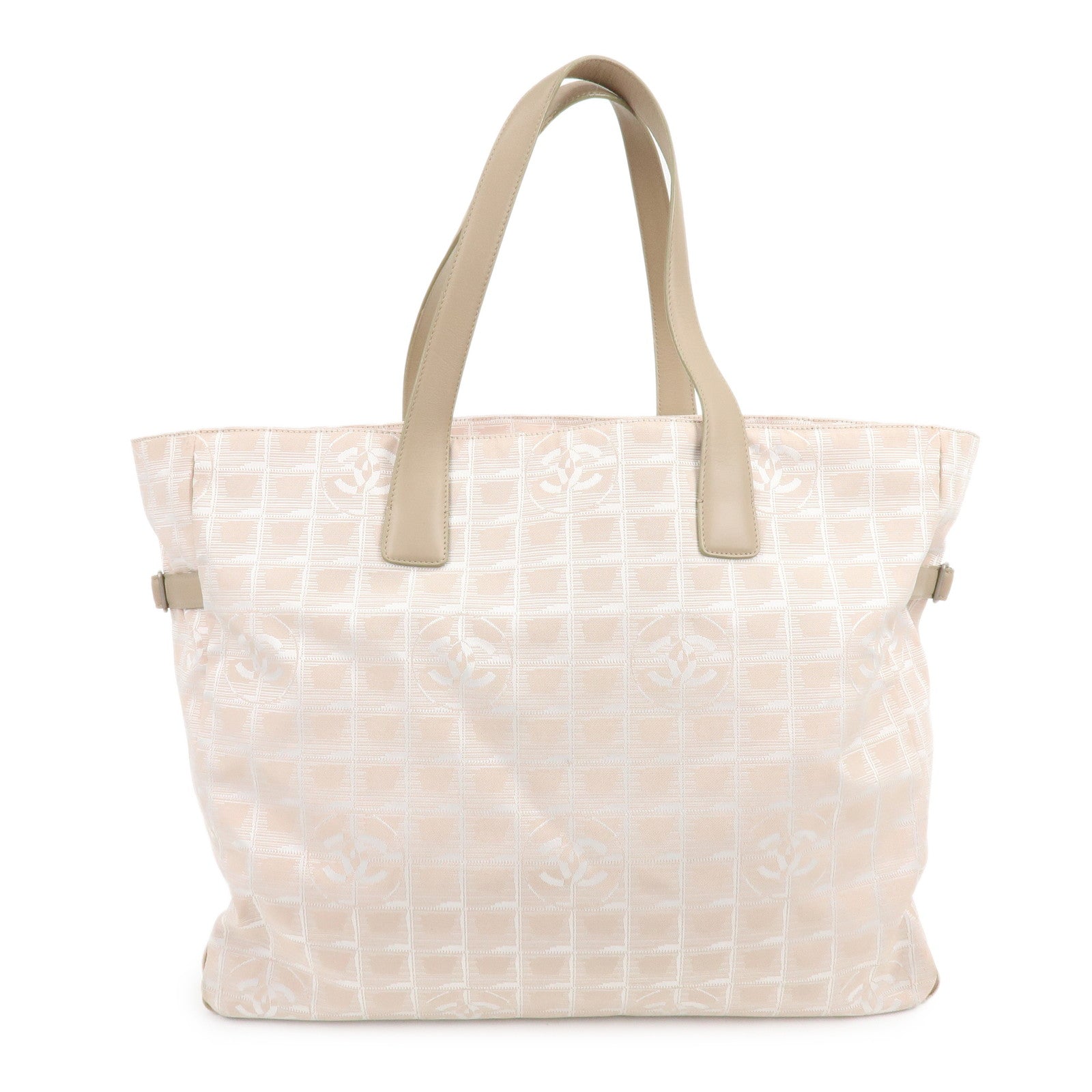 CHANEL New Travel Line Nylon Jacquard Leather Tote Bag TGM A15826