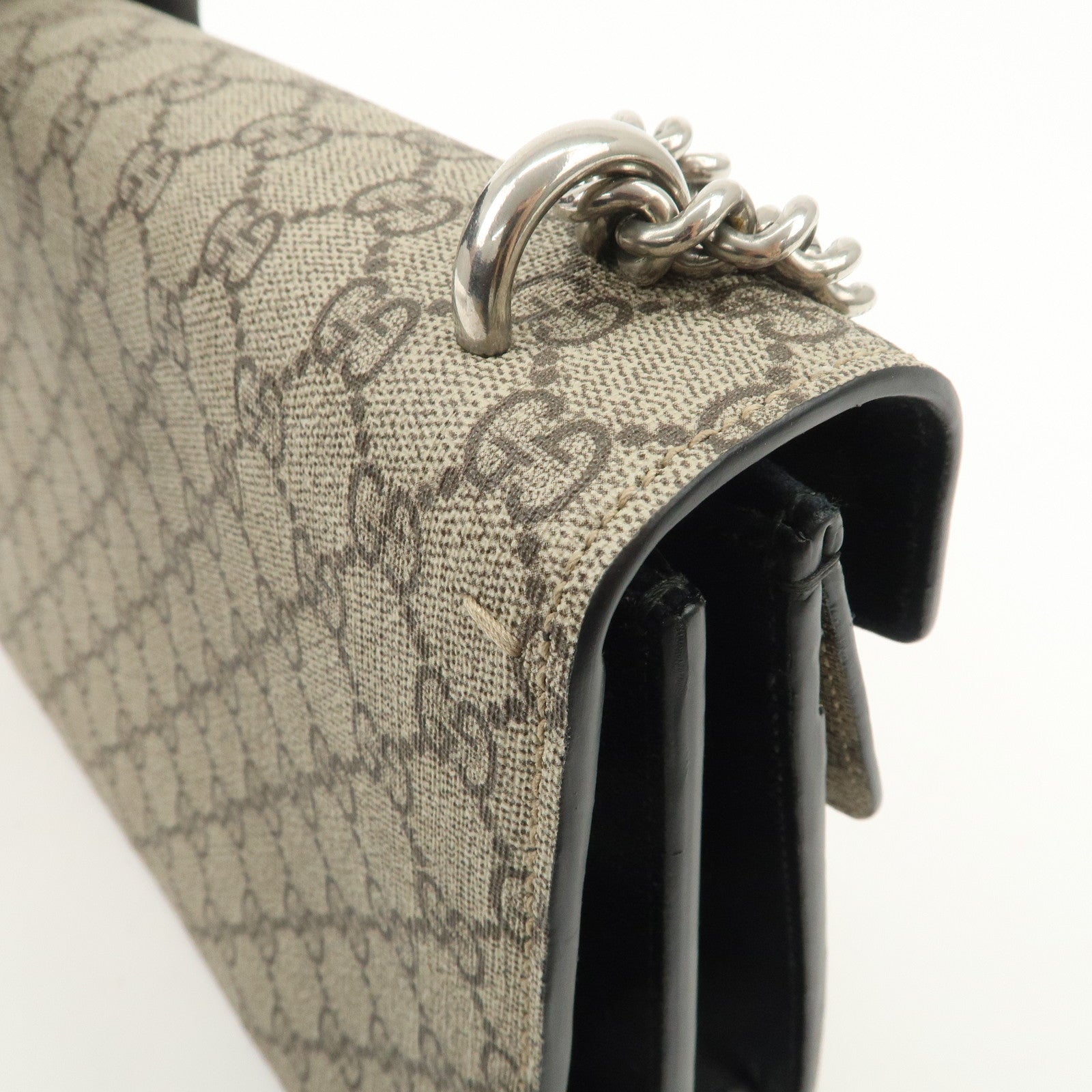 GUCCI Dionysus GG Supreme Suede Chain Shoulder Bag Beige 400249