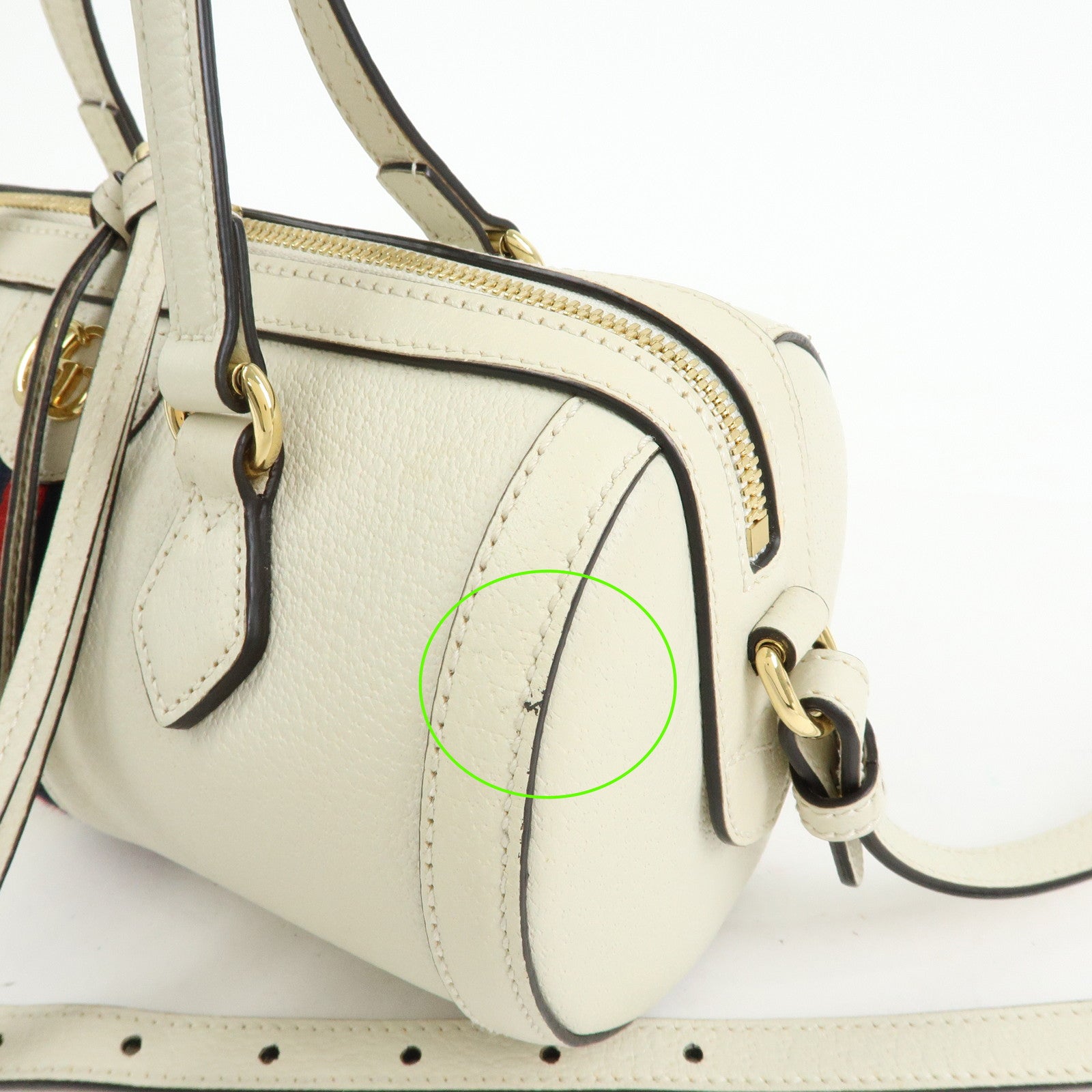 GUCCI Ophidia Sherry Leather 2Way Hand Shoulder Bag White 602577