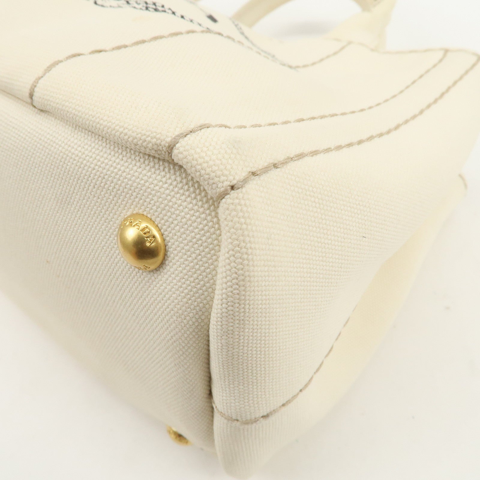 PRADA Canapa Mini Canvas 2Way Hand Shoulder Bag Ivory B2439G
