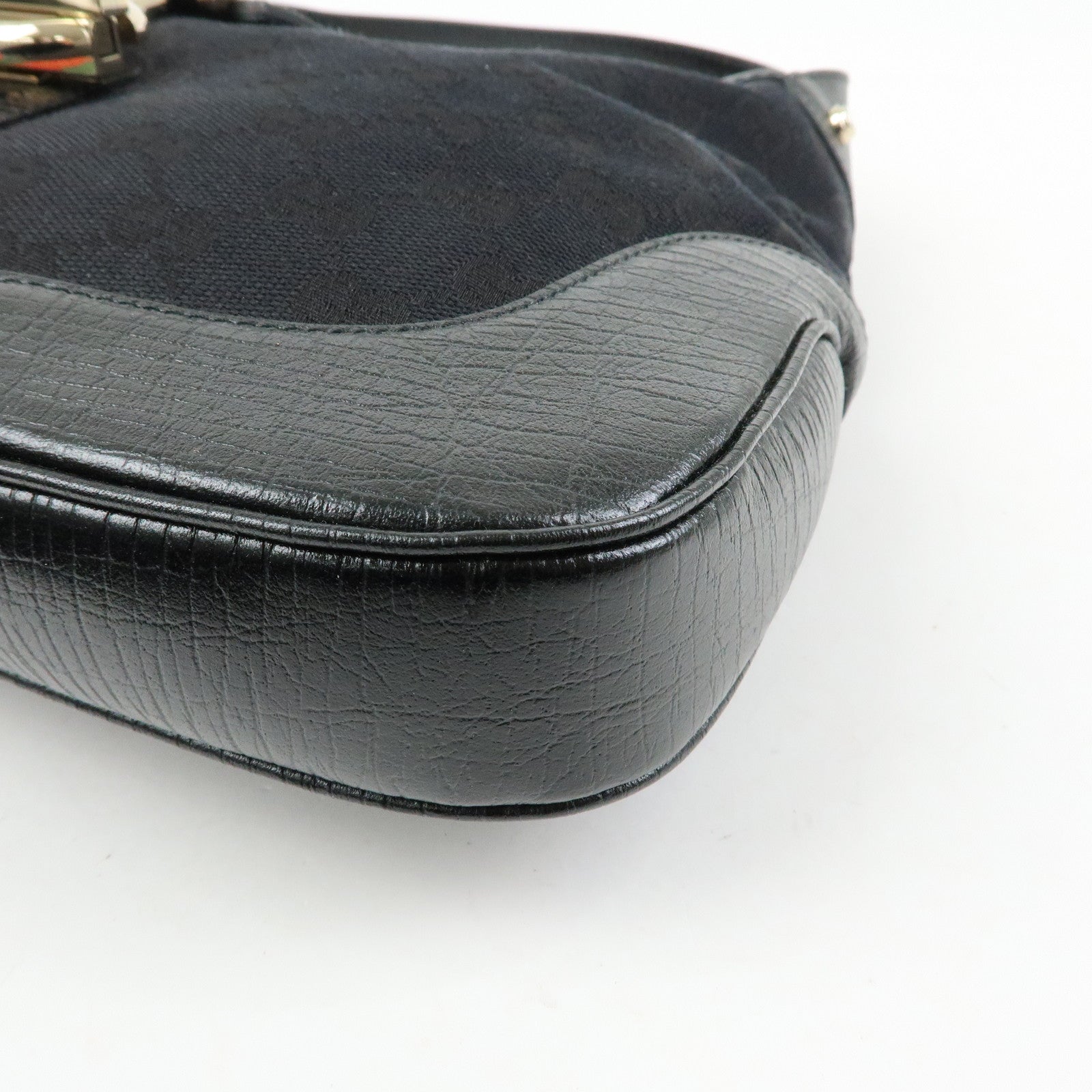 GUCCI Sherry GG Canvas Leather Shoulder Bag Hand Bag Black 130779