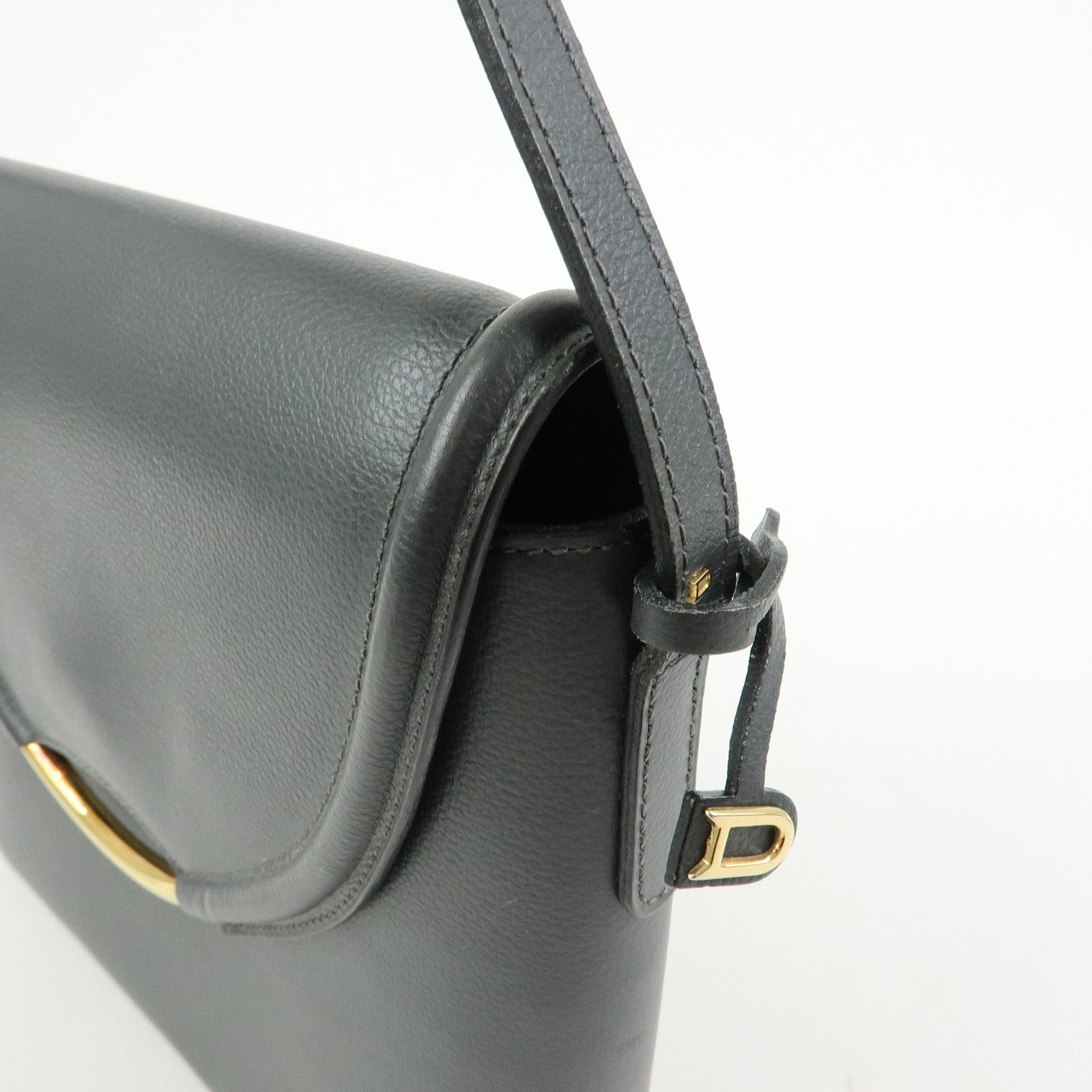 DELVAUX Calf Leather Shoulder Bag Crossbody Bag Eclair Gray